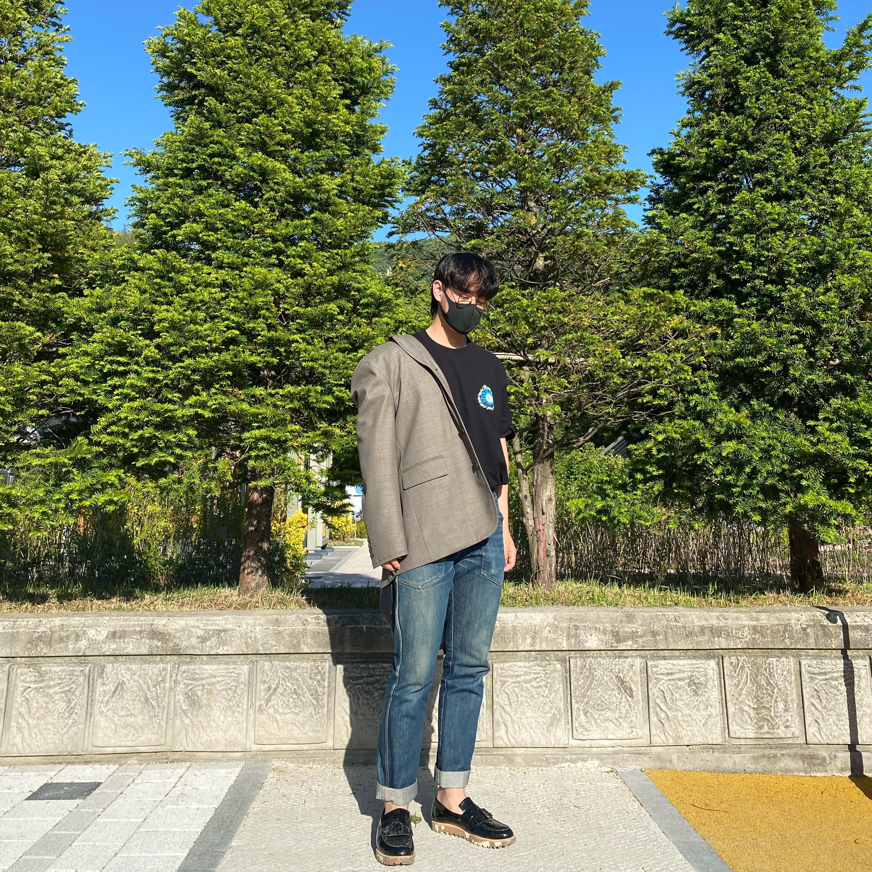 Stussy Cosmos T-Shirt Black 착용 스타일 - 1