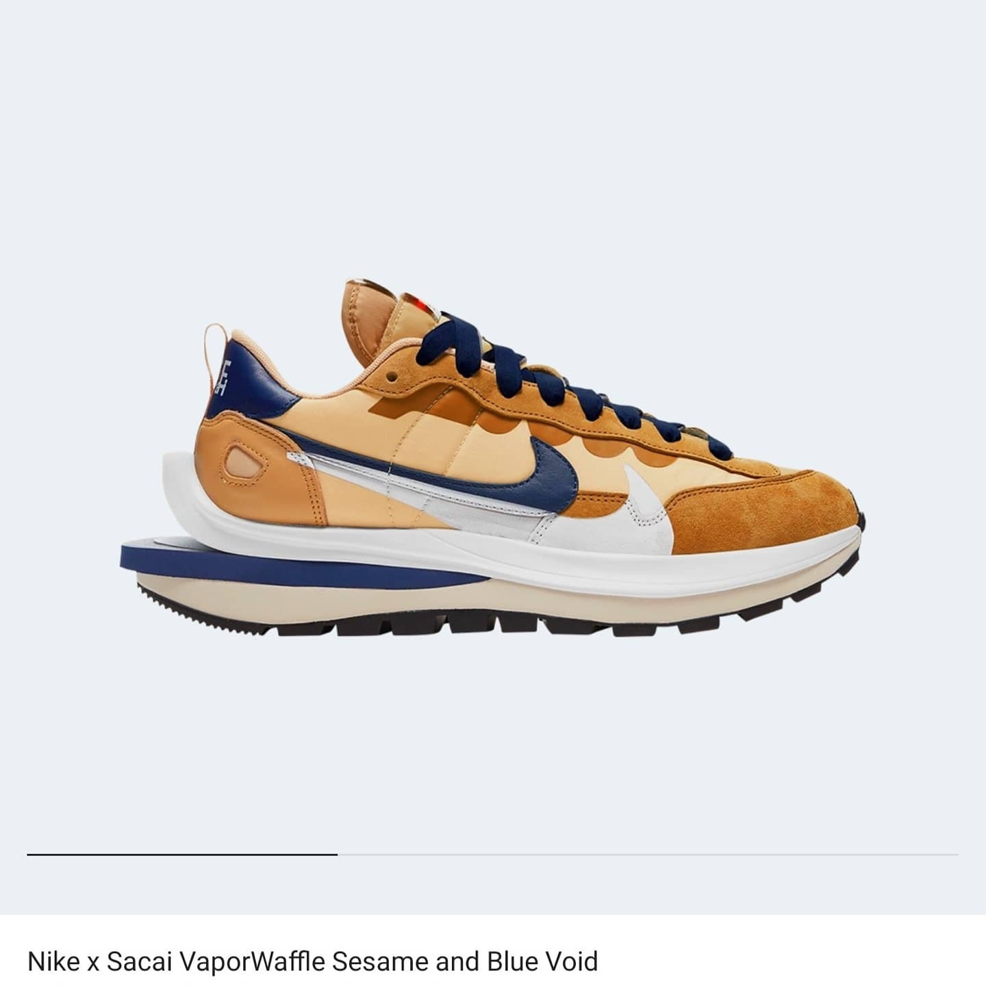 Nike x Sacai VaporWaffle Sesame and Blue Void 착용 스타일 - 1