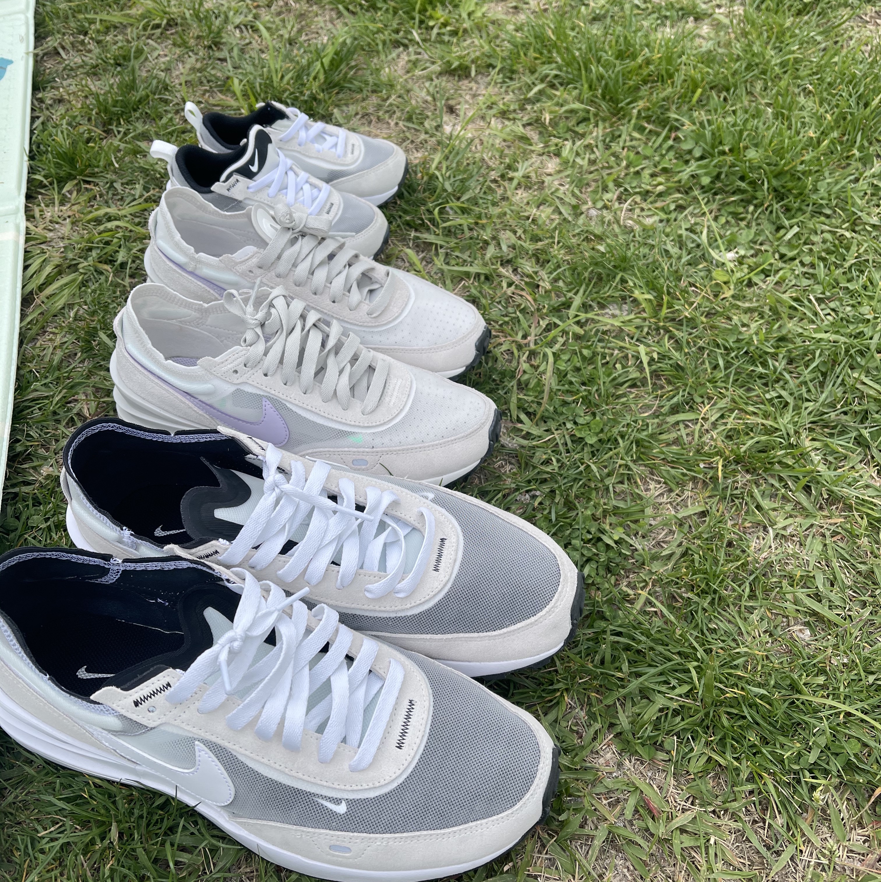 (GS) Nike Waffle One Infinite Lilac, (W) Nike Waffle One Underbrush 착용 스타일 - 1