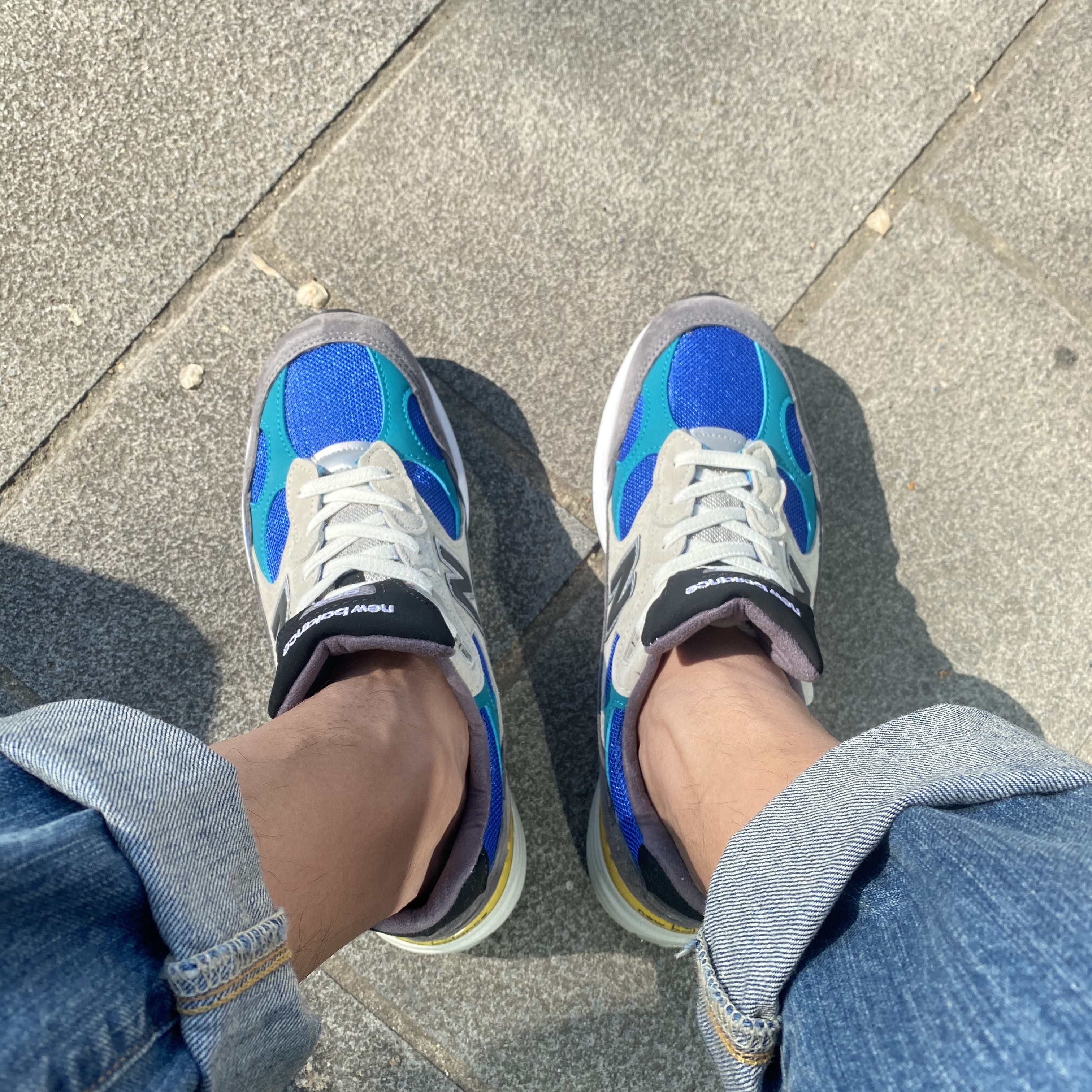 New Balance x Billy's 992 Made in USA Grey Blue Teal 착용 스타일 - 2