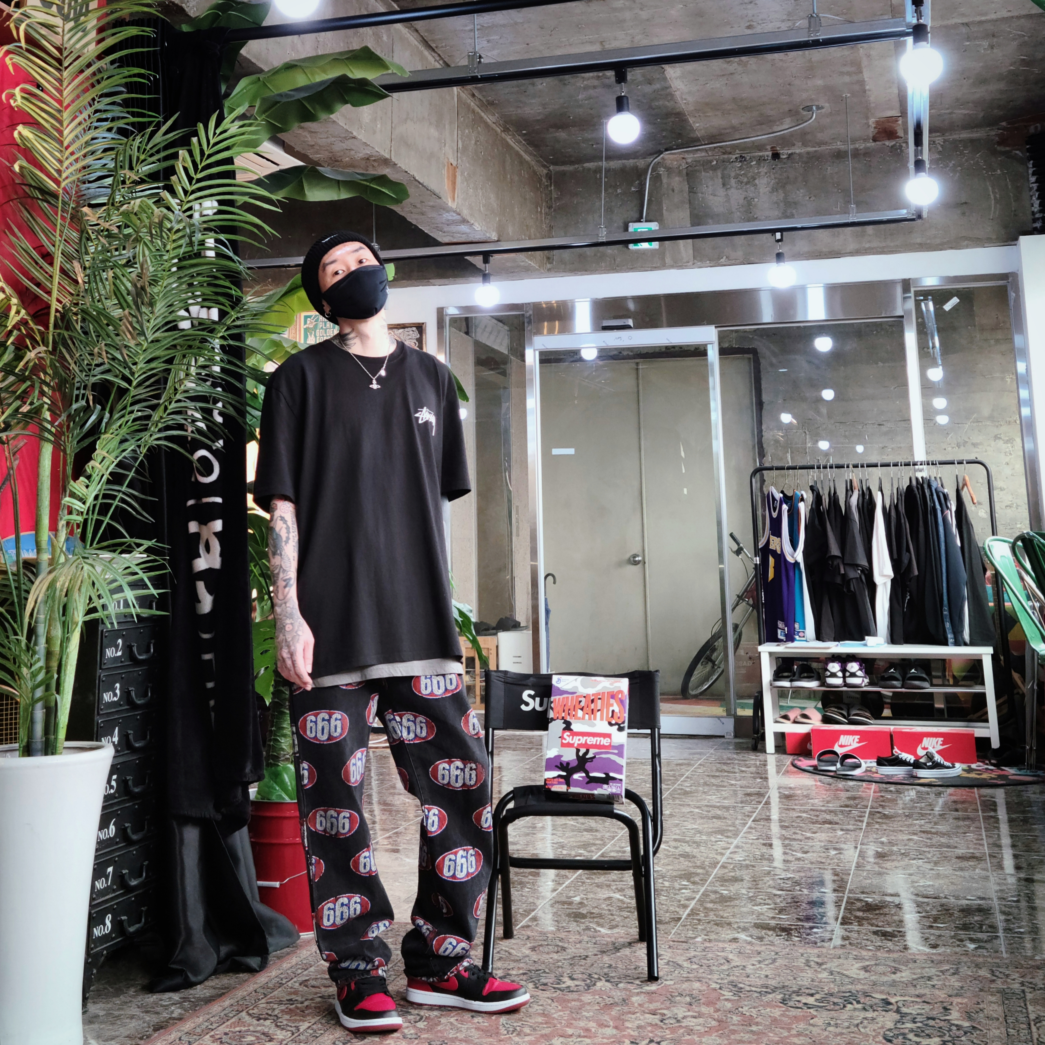 Supreme Loose Gauge Beanie Black, Jordan 1 Mid Bred Banned 2020 착용 스타일