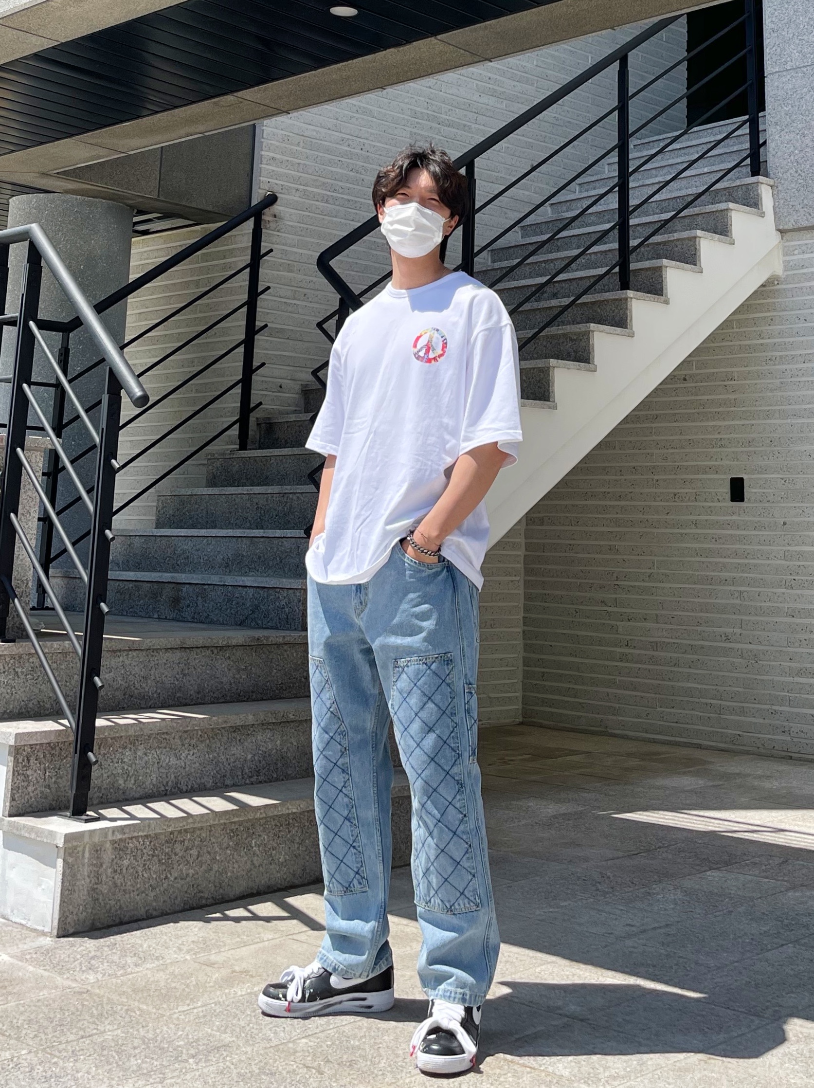 Nike x Peaceminusone Air Force 1 Low Para-Noise 착용 스타일