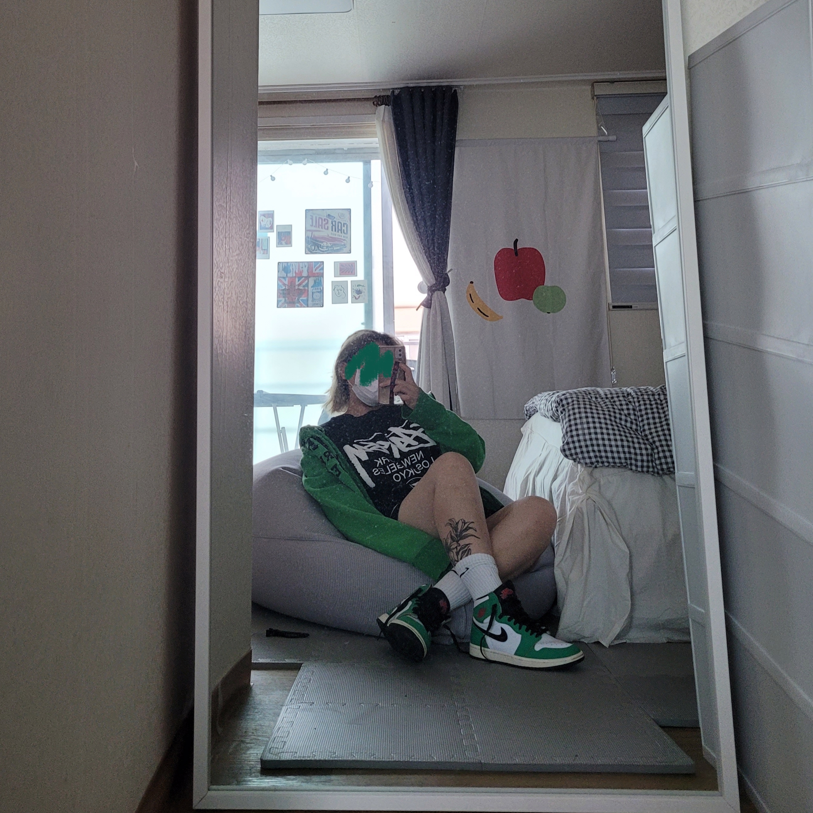 (W) Jordan 1 Retro High OG Lucky Green 착용 스타일 - 2