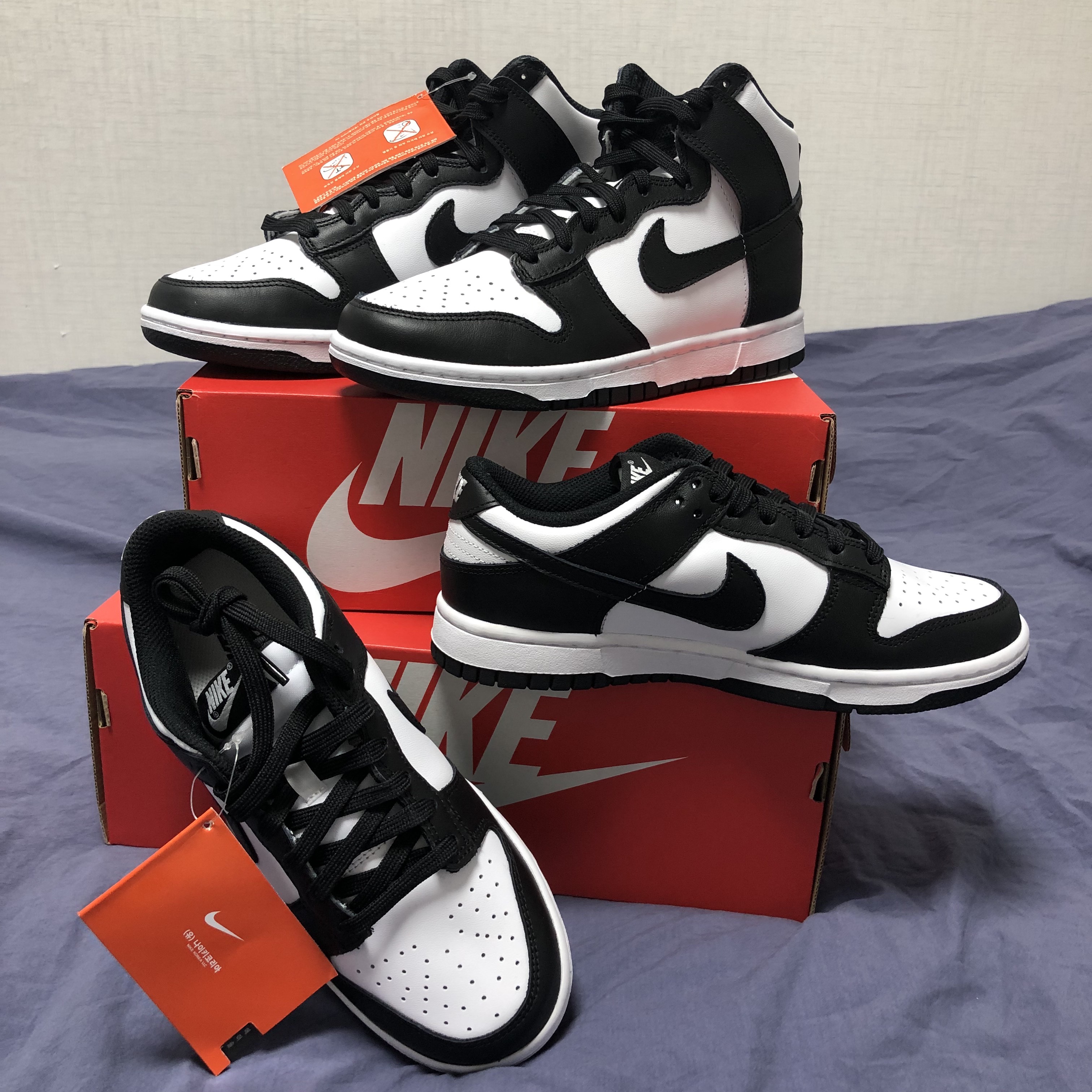 Nike Dunk High Retro Black and White, (W) Nike Dunk Low Black 착용 스타일