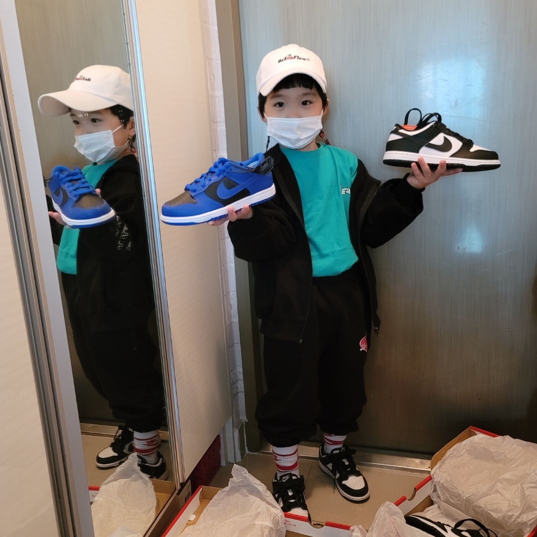 (PS) Nike Dunk Low Black, (PS) Nike Dunk low Retro Hyper Cobalt 착용 스타일