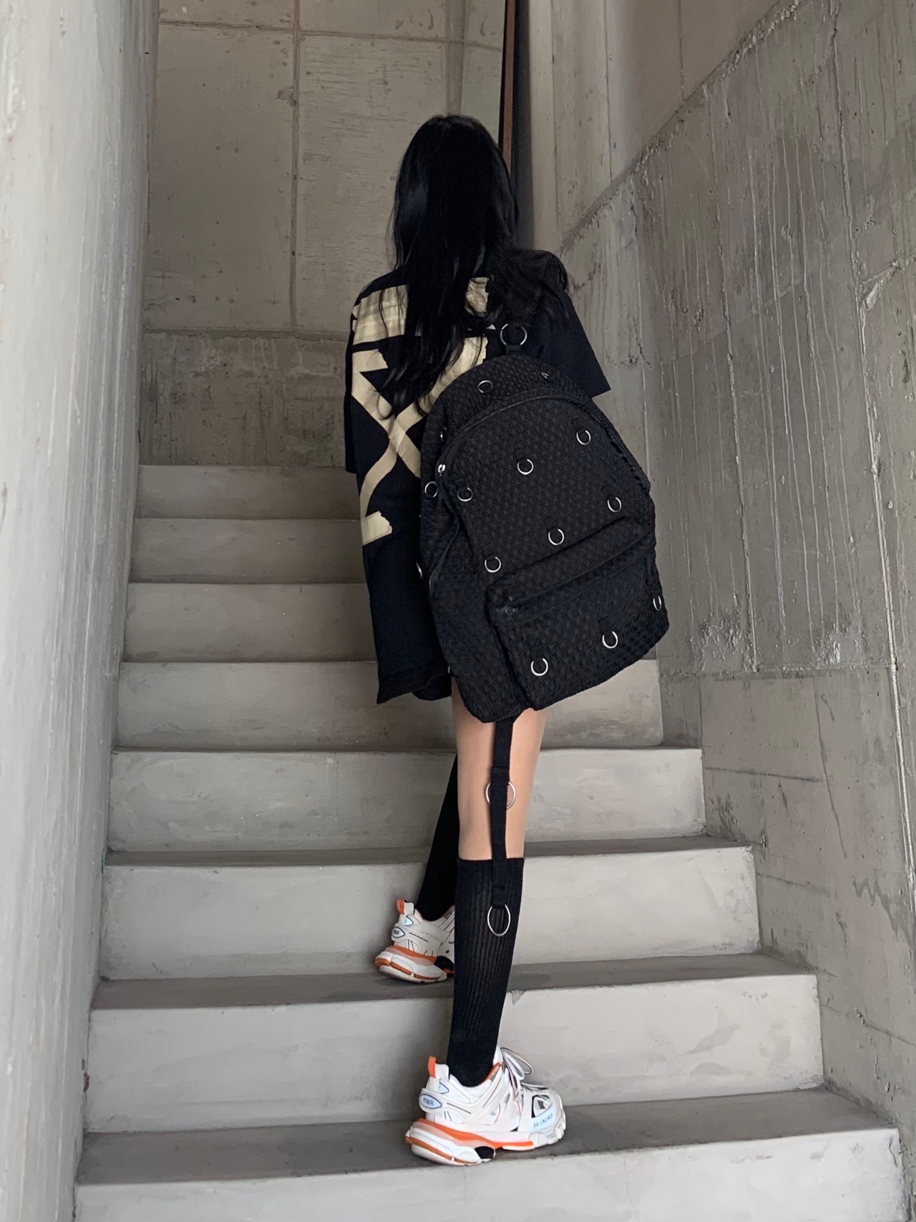 Balenciaga Track Sneakers White Orange 2019 착용 스타일