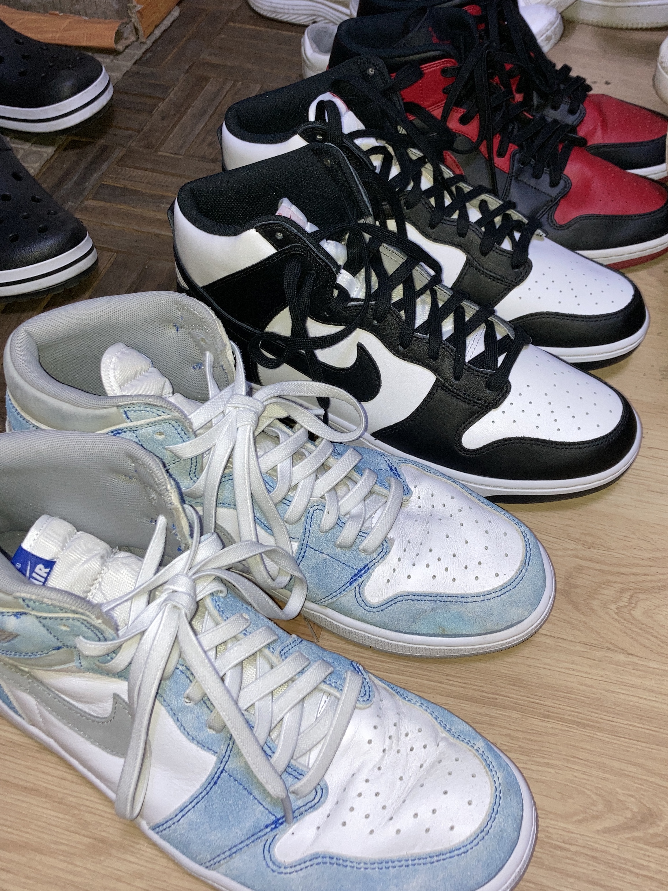 Nike Dunk High Retro Black and White, Jordan 1 Mid Bred Banned 2020 착용 스타일 - 4