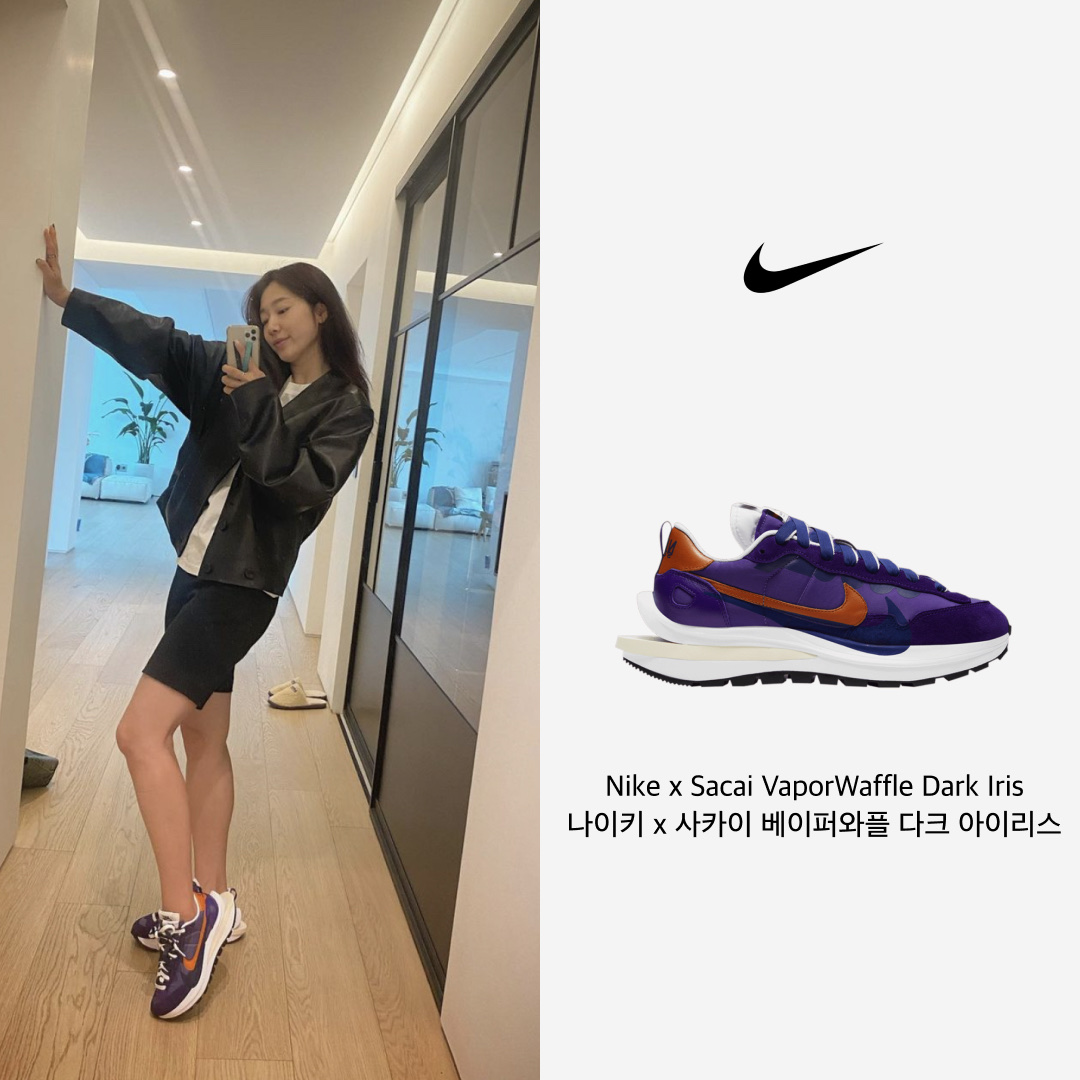 Nike x Sacai VaporWaffle Dark Iris 착용 스타일 - 1