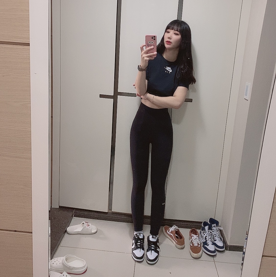 (W) Nike Dunk Low Black, Nike Dunk Low Retro Black 착용 스타일