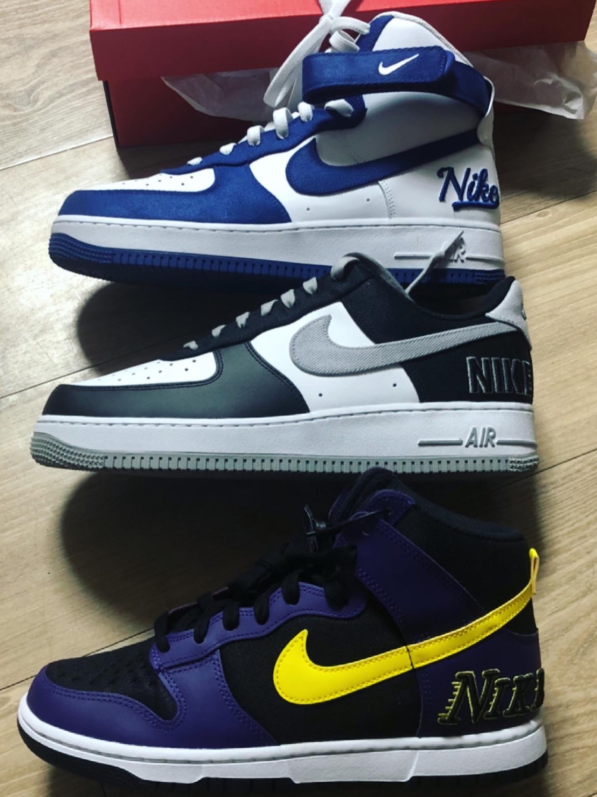 Nike Air Force 1 High '07 LV8 EMB Dodgers, Nike Air Force 1 '07 LV8 EMB Black Silver 착용 스타일