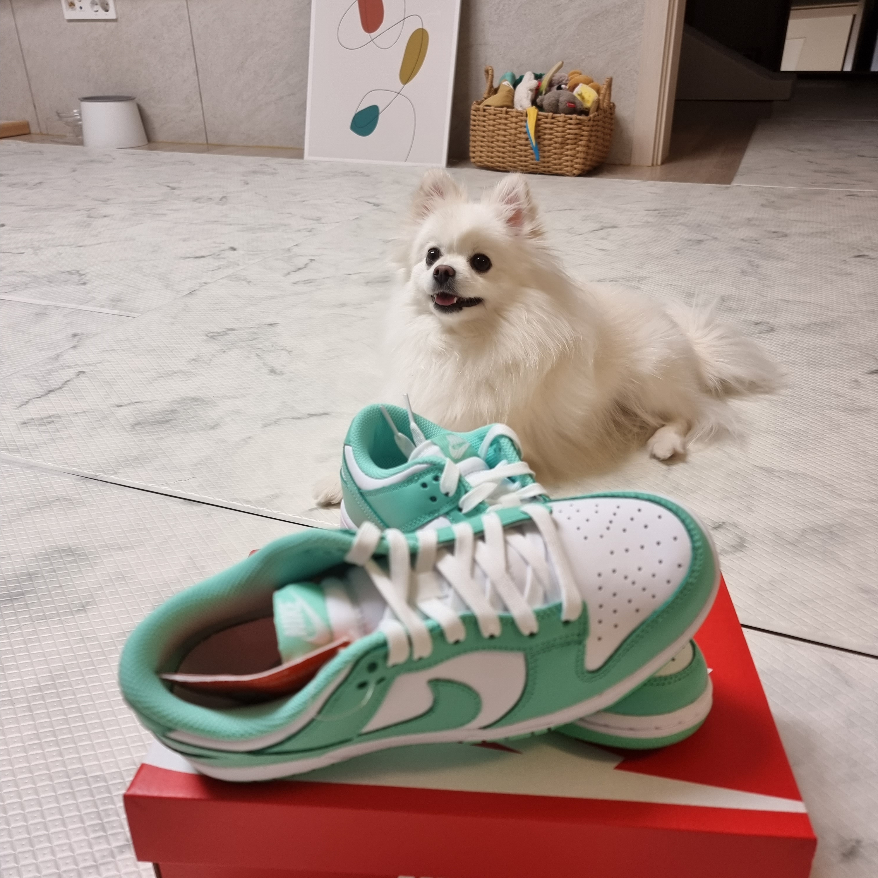 (W) Nike Dunk Low Green Glow 착용 스타일 - 1