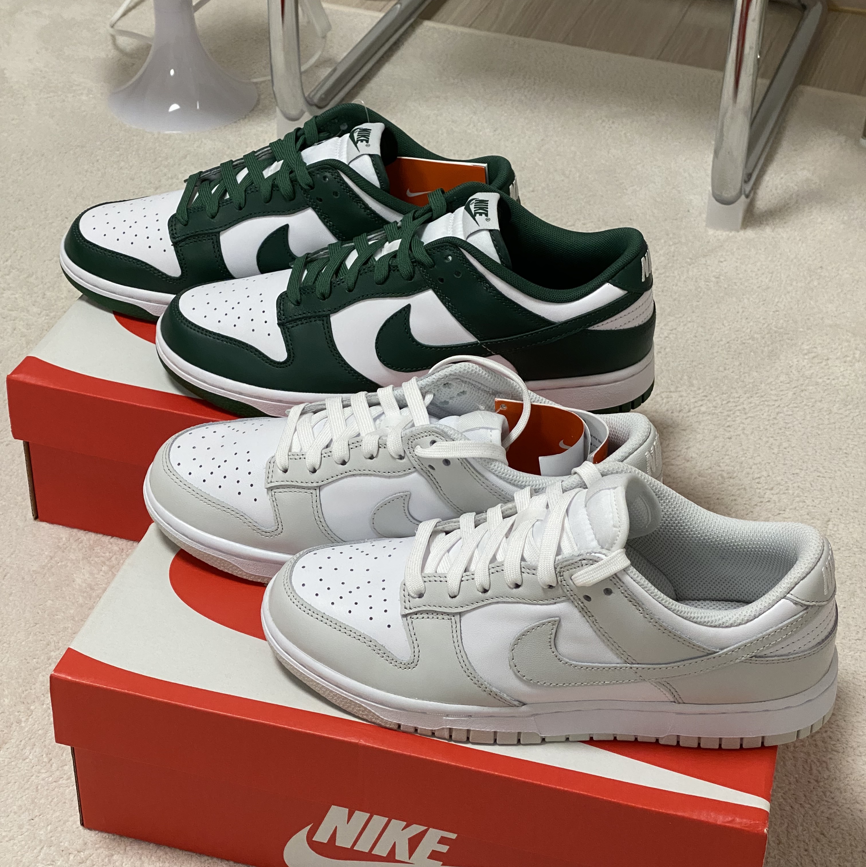 Nike Dunk Low Retro Varsity Green, (W) Nike Dunk Low Photon Dust 착용 스타일