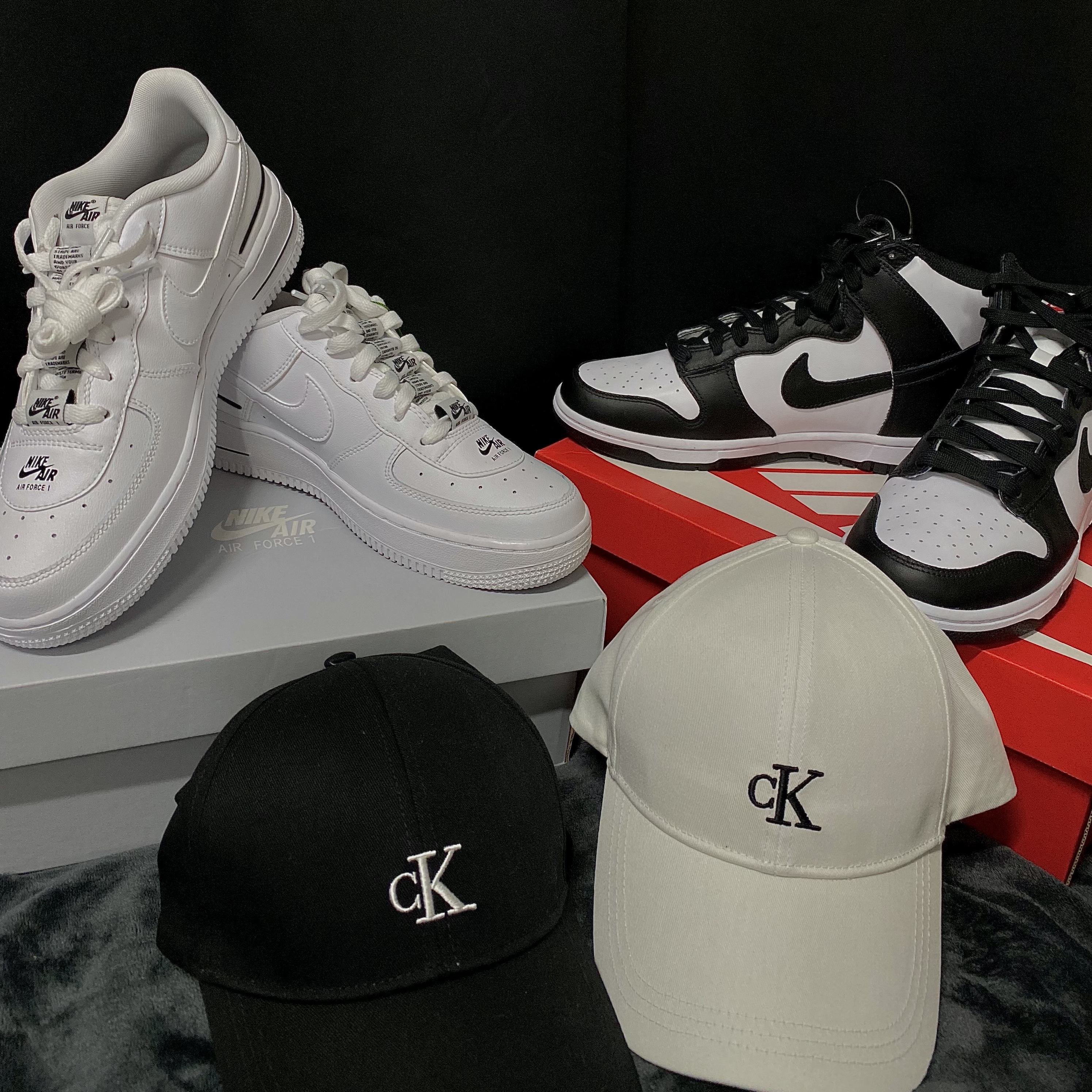 Nike Dunk High Retro Black and White, Nike Air Force 1 '07 Low Added Air White 착용 스타일