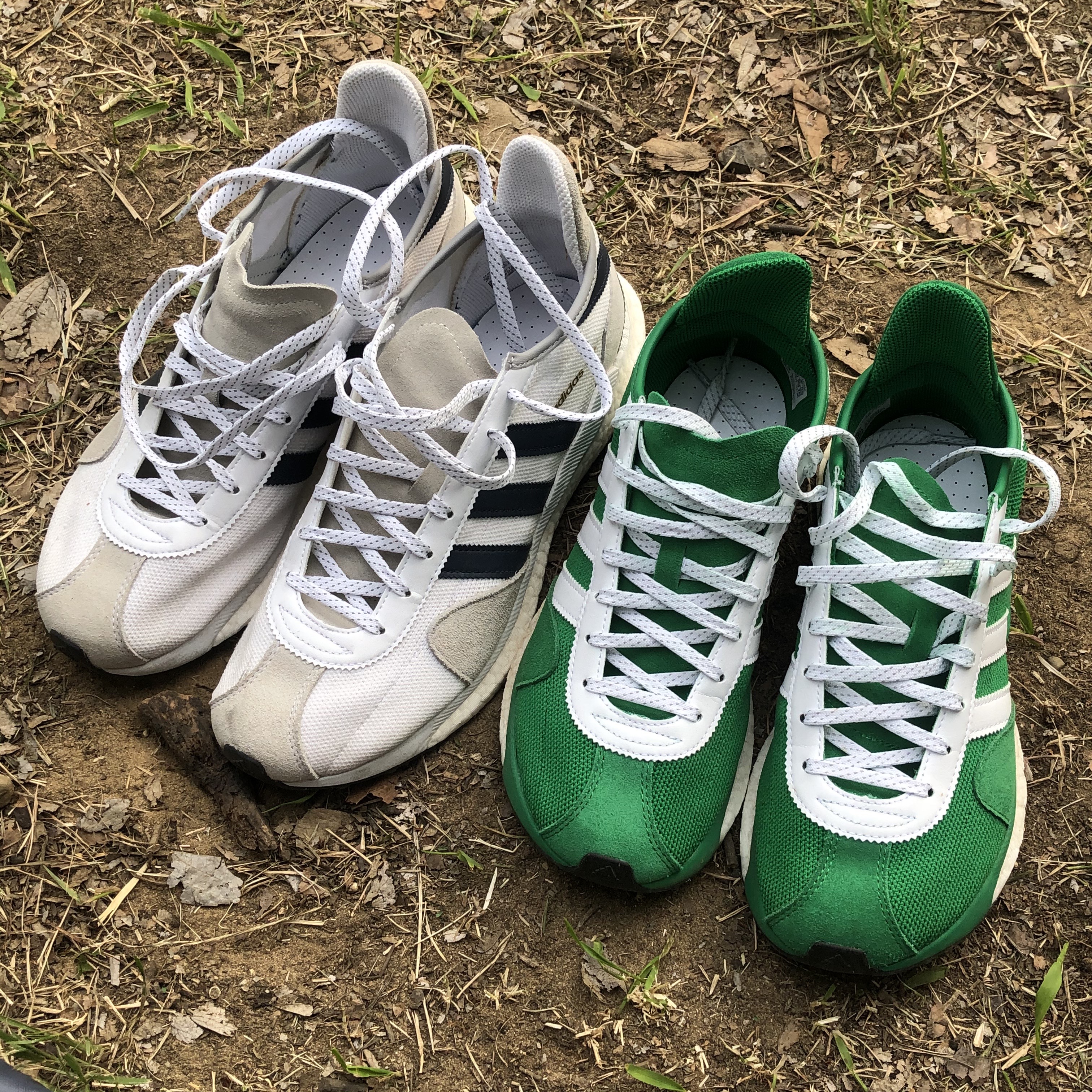 Adidas x Human Made Tokio Solar Hu White Navy, Adidas x Human Made Tokio Solar Hu Green 착용 스타일 - 2