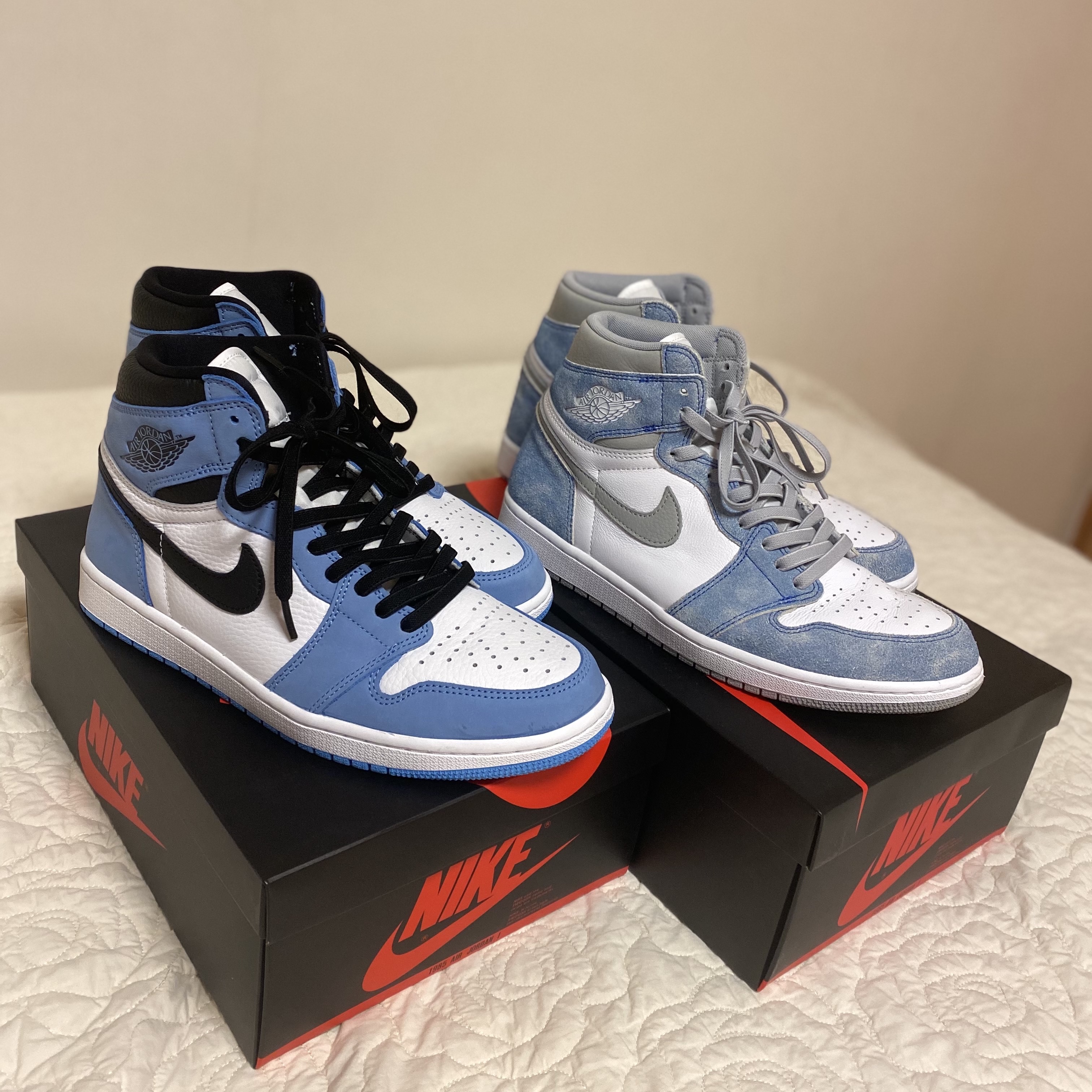 Jordan 1 Retro High OG Hyper Royal, Jordan 1 Retro High OG University Blue 착용 스타일