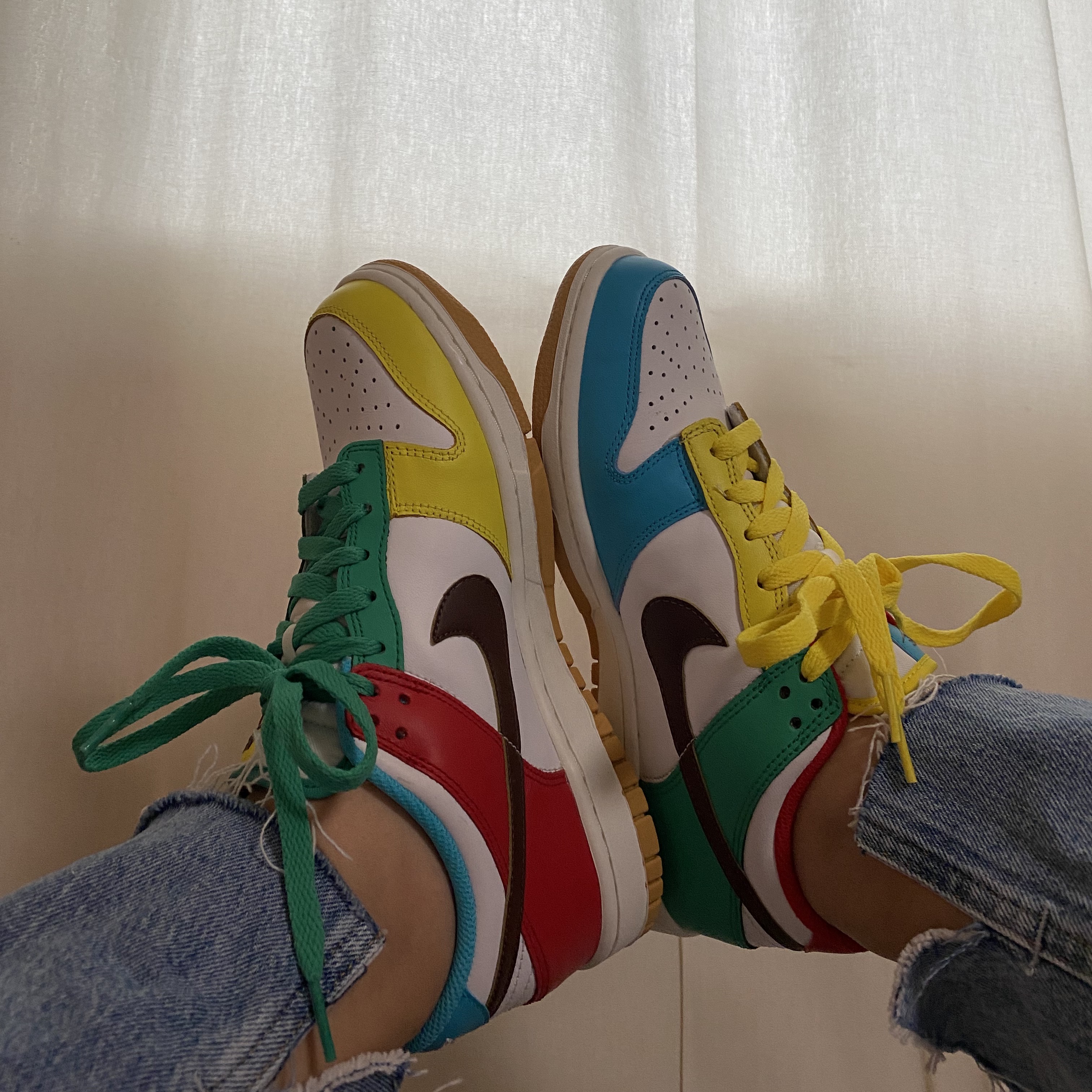 Nike Dunk Low SE Free.99 White, (GS) Nike Dunk Low SE Free.99 White 착용 스타일 - 1