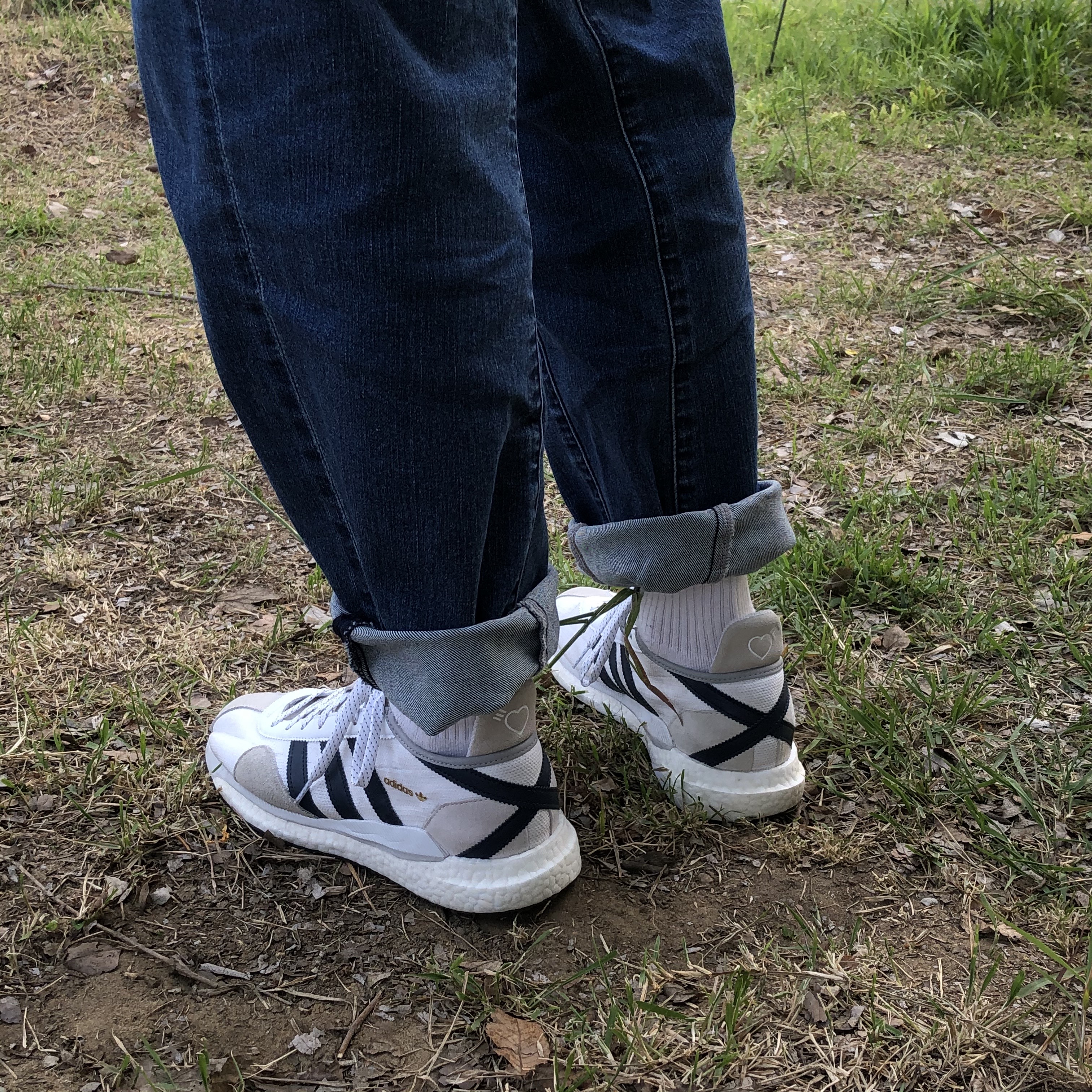Adidas x Human Made Tokio Solar Hu White Navy, Adidas x Human Made Tokio Solar Hu Green 착용 스타일 - 4