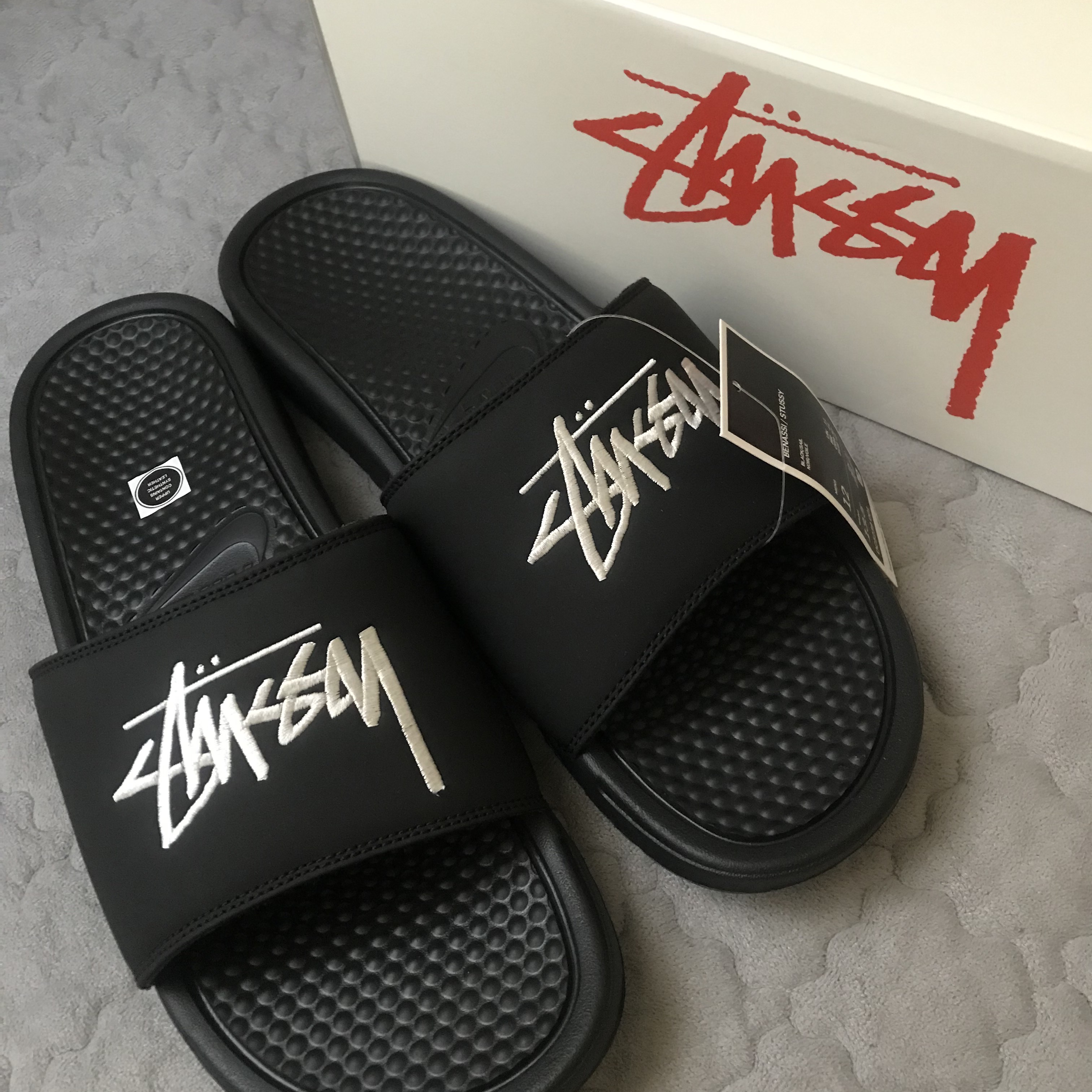 Nike x Stussy Benassi Slide Black 착용 스타일