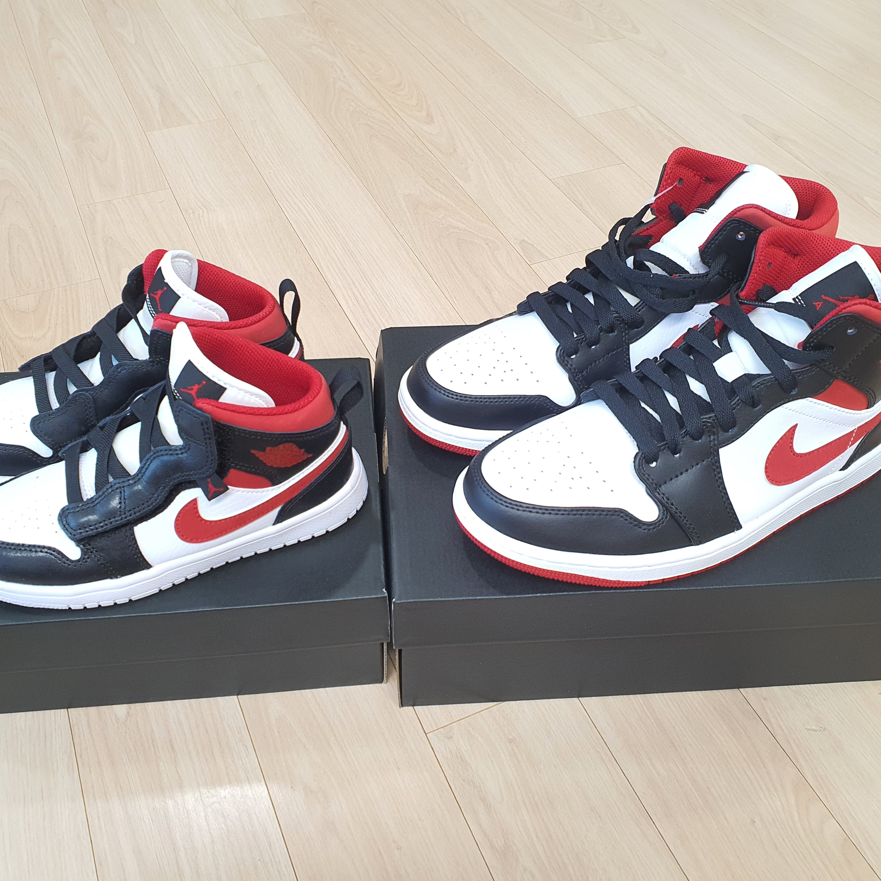 Jordan 1 Mid Gym Red Black White, (PS) Jordan 1 Mid Alt Gym Red Black White 착용 스타일 - 3