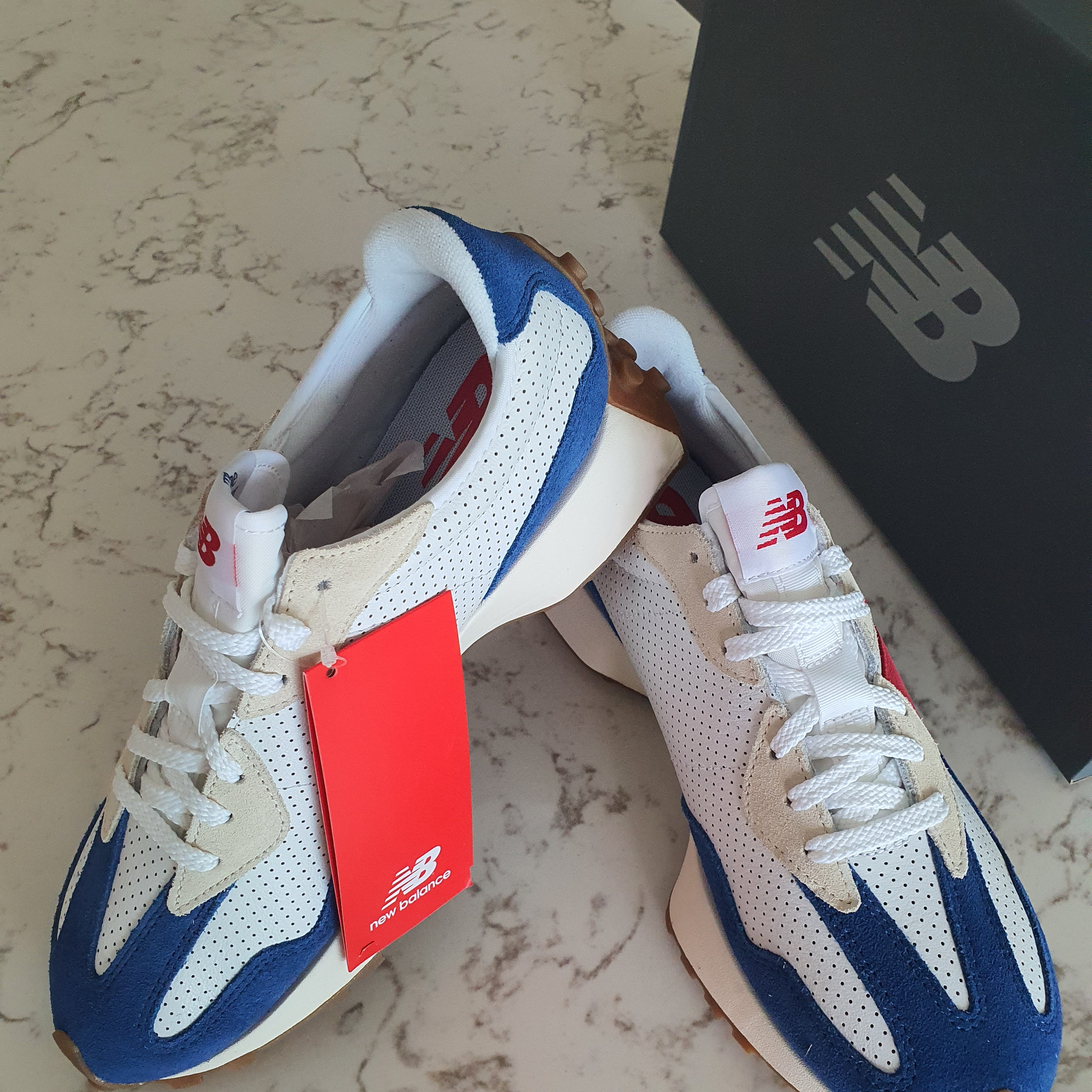 New Balance 327 Blue Red - JD Sports Exclusive 착용 스타일 - 4