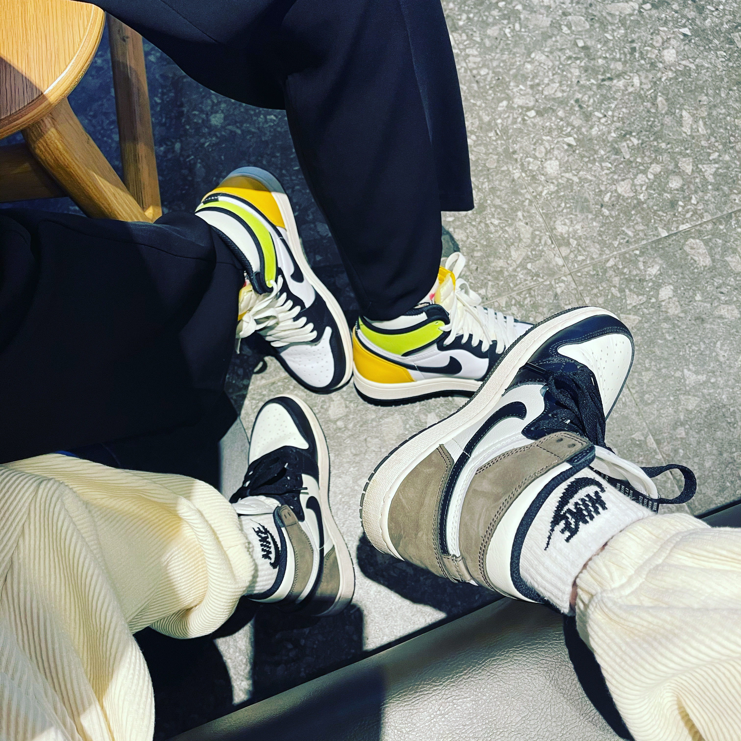 Jordan 1 Retro High OG Volt Gold, Jordan 1 Retro High OG Black Mocha 착용 스타일