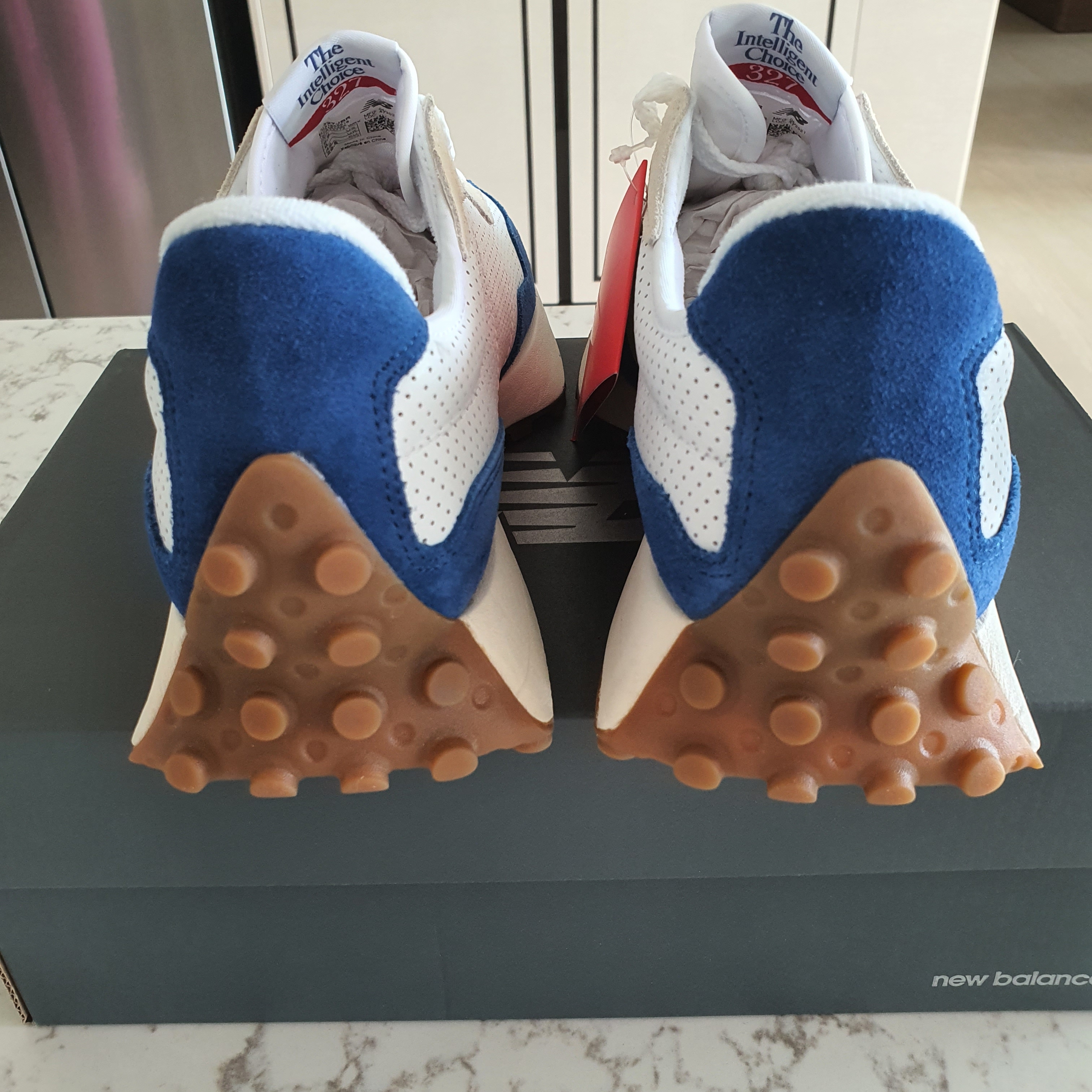 New Balance 327 Blue Red - JD Sports Exclusive 착용 스타일 - 5