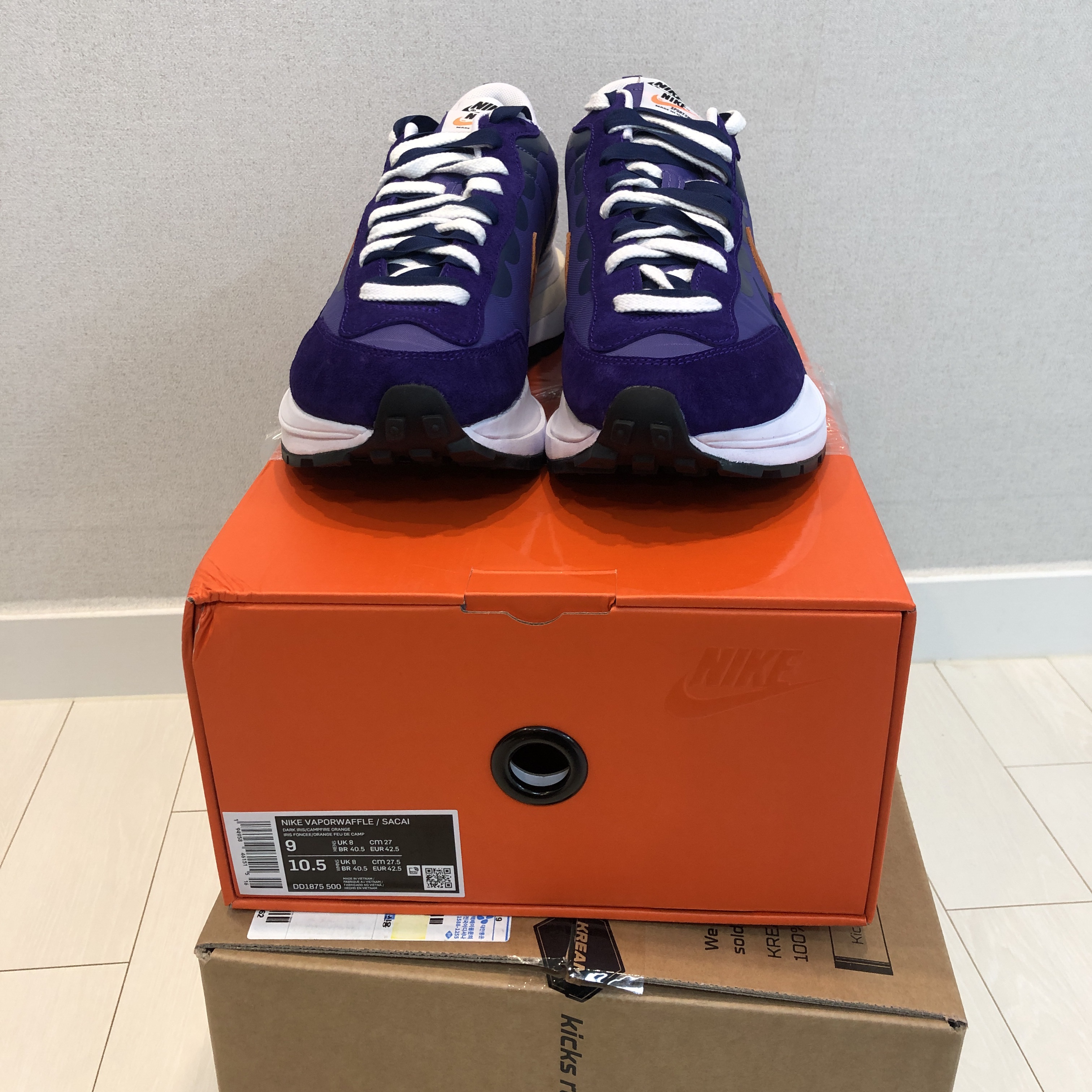Nike x Sacai VaporWaffle Dark Iris 착용 스타일 - 1