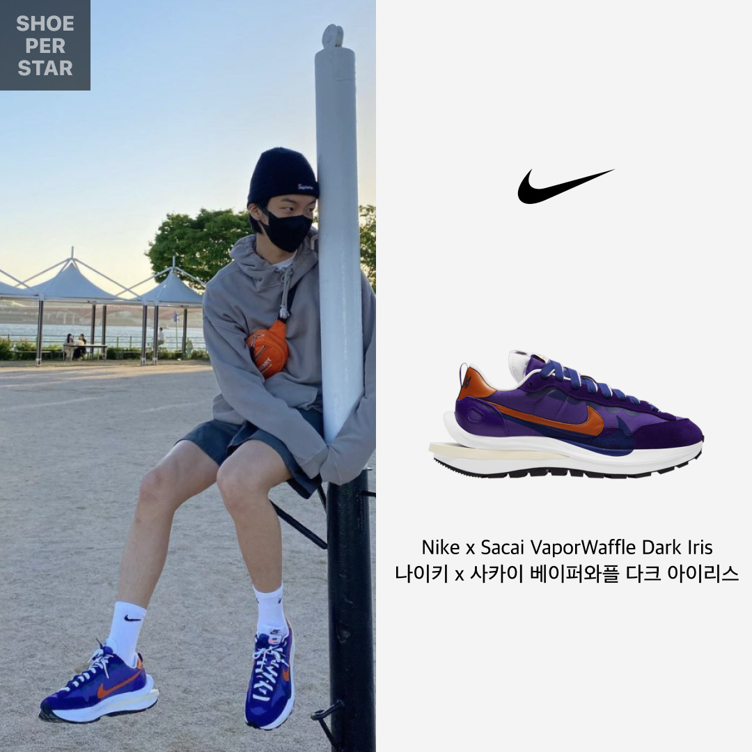 Nike x Sacai VaporWaffle Dark Iris 착용 스타일 - 1