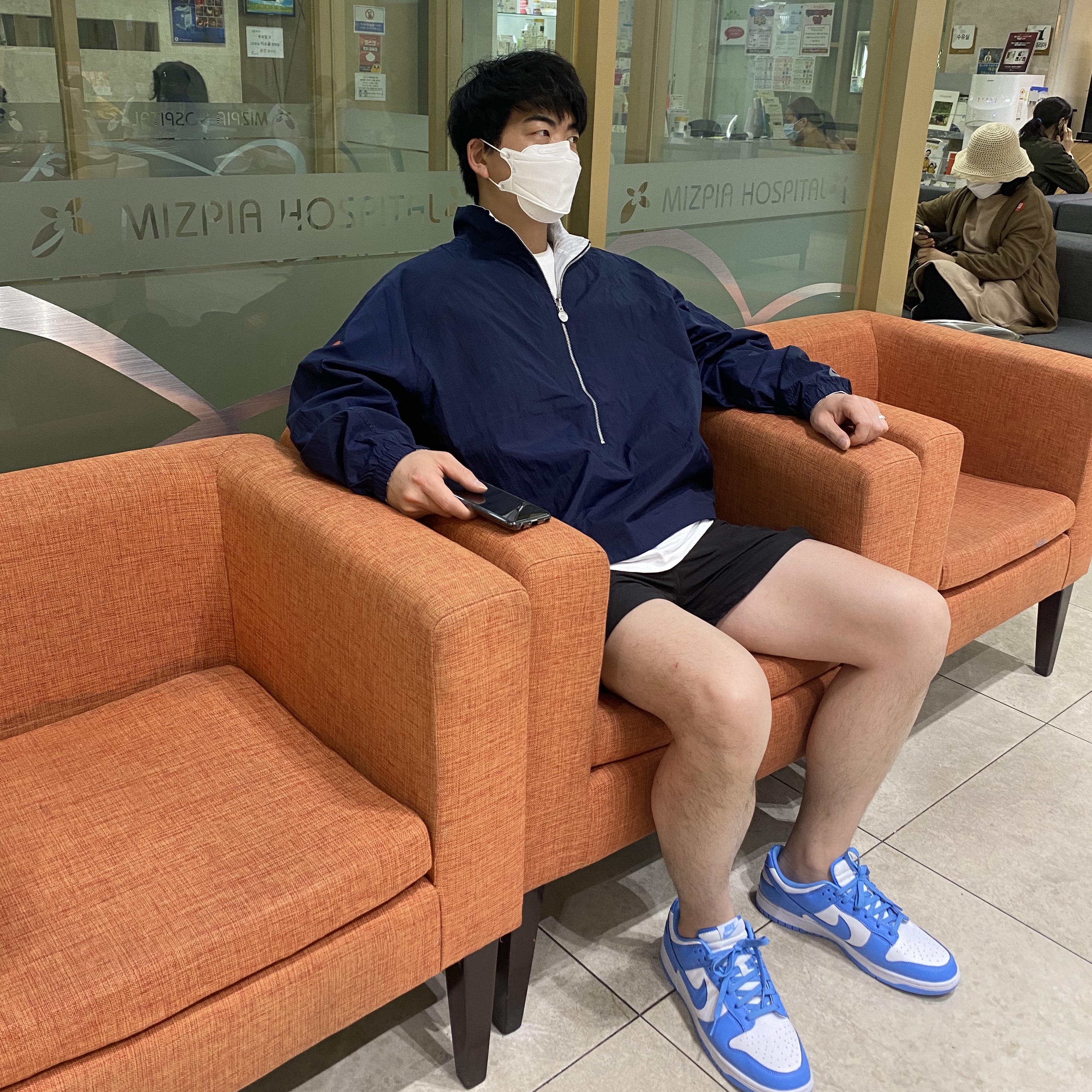 Nike x Kim Jones Reversible Wind Breaker Navy - US/EU, Nike Dunk Low Retro University Blue 착용 스타일 - 1