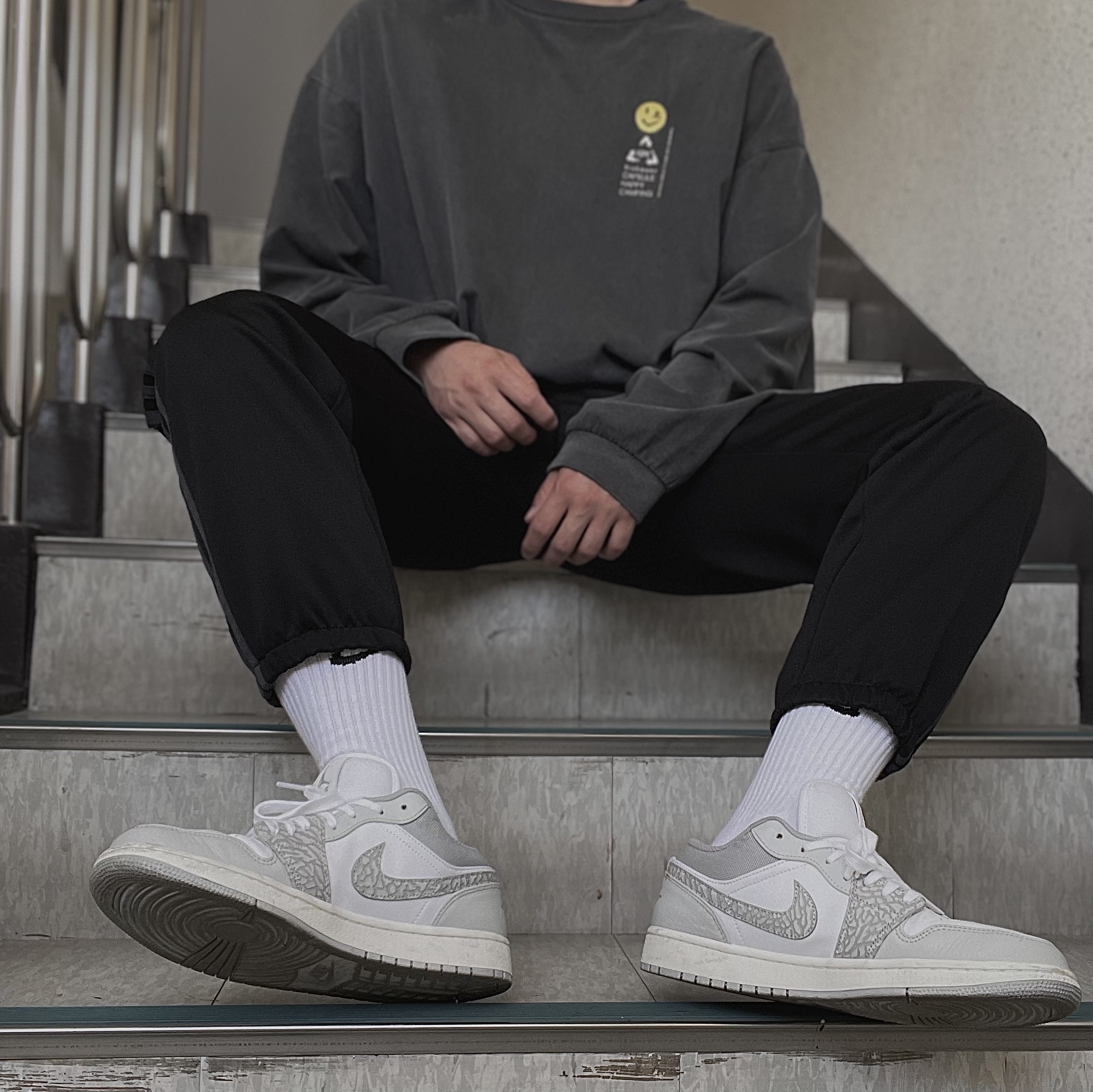 Jordan 1 Low PRM Elephant Print 착용 스타일
