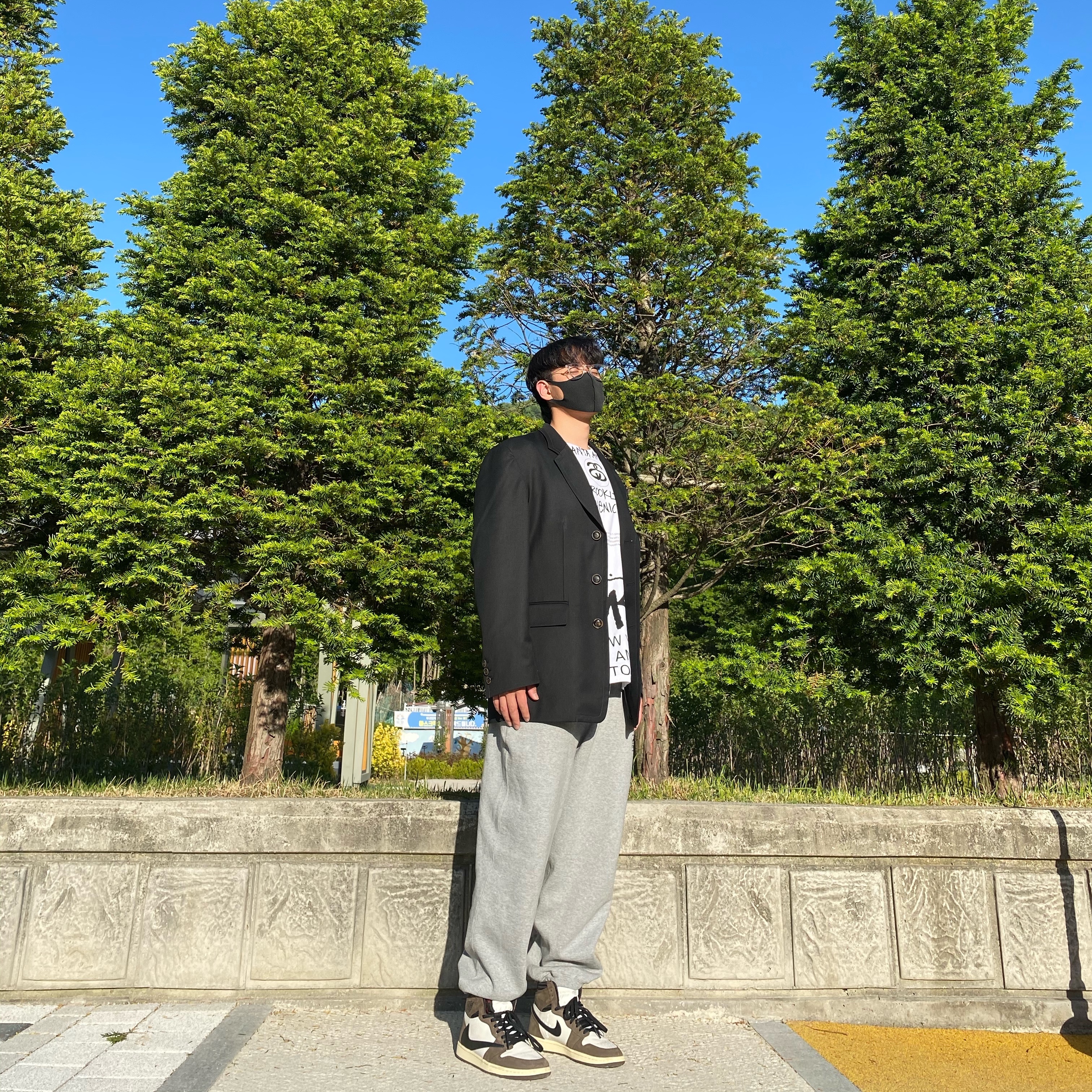 Stussy x Takahiromiyashita The Soloist 40 WT T-Shirt, Jordan 1 x Travis Scott Retro High OG SP Mocha 착용 스타일 - 2