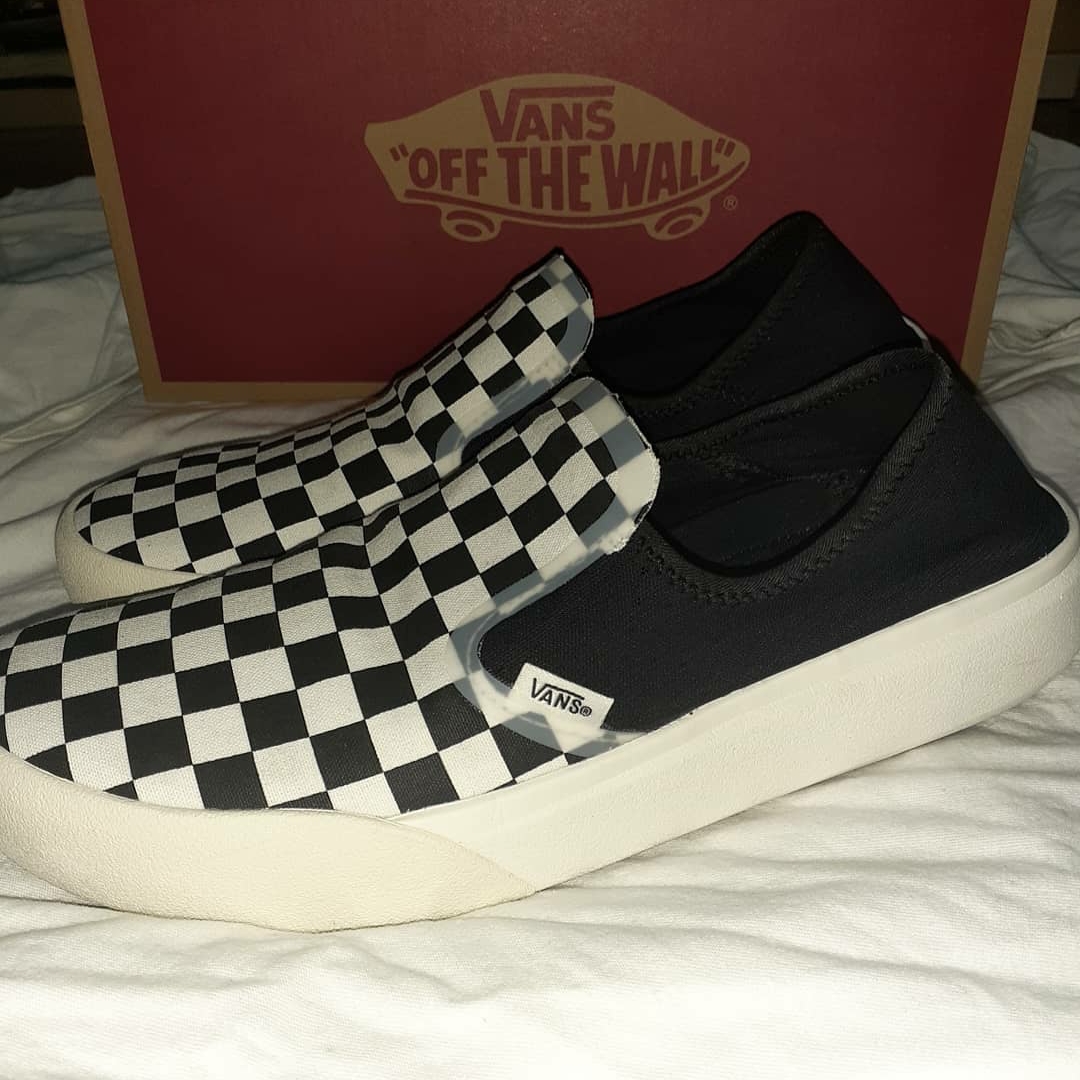Vans Checkerboard Comfycush One Black 착용 스타일 - 2