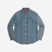 Supreme Warp Jacquard Logos Denim Shirt Blue - 21SS