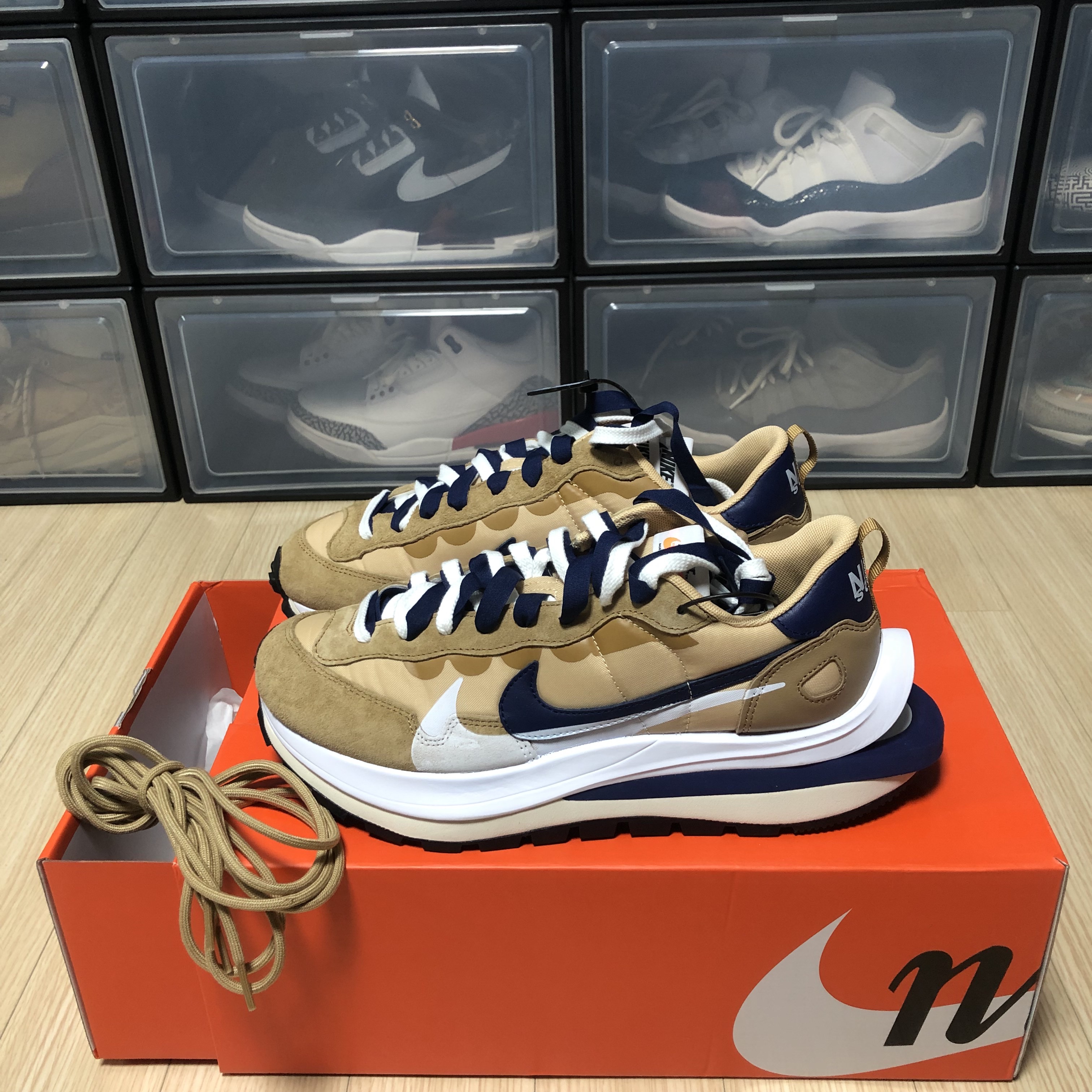 Nike x Sacai VaporWaffle Sesame and Blue Void 착용 스타일 - 1