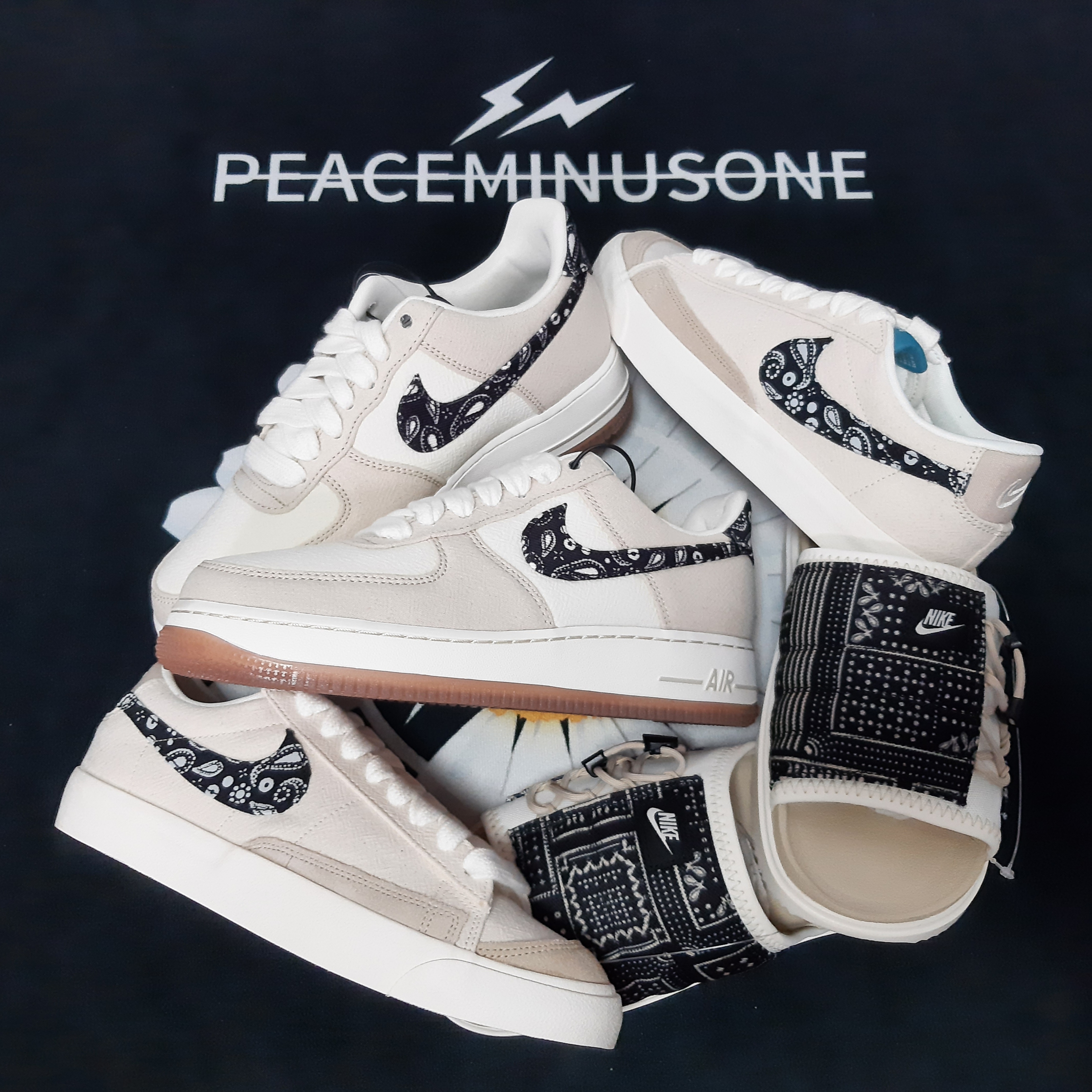 Nike Air Force 1 '07 LV8 Paisley Swoosh, Nike Blazer Low '77 Vintage Paisley Swoosh 착용 스타일 - 1