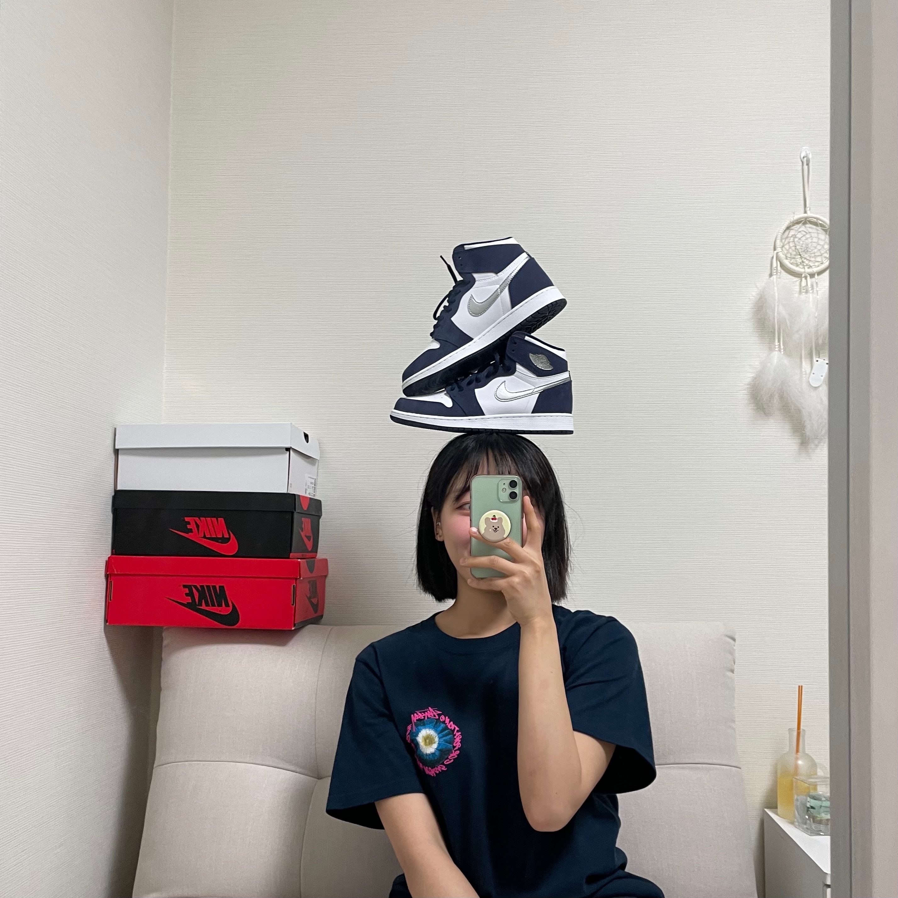 Jordan 1 Retro High OG CO.JP Midnight Navy, (GS) Jordan 1 Retro High OG CO.JP Midnight Navy 착용 스타일 - 2