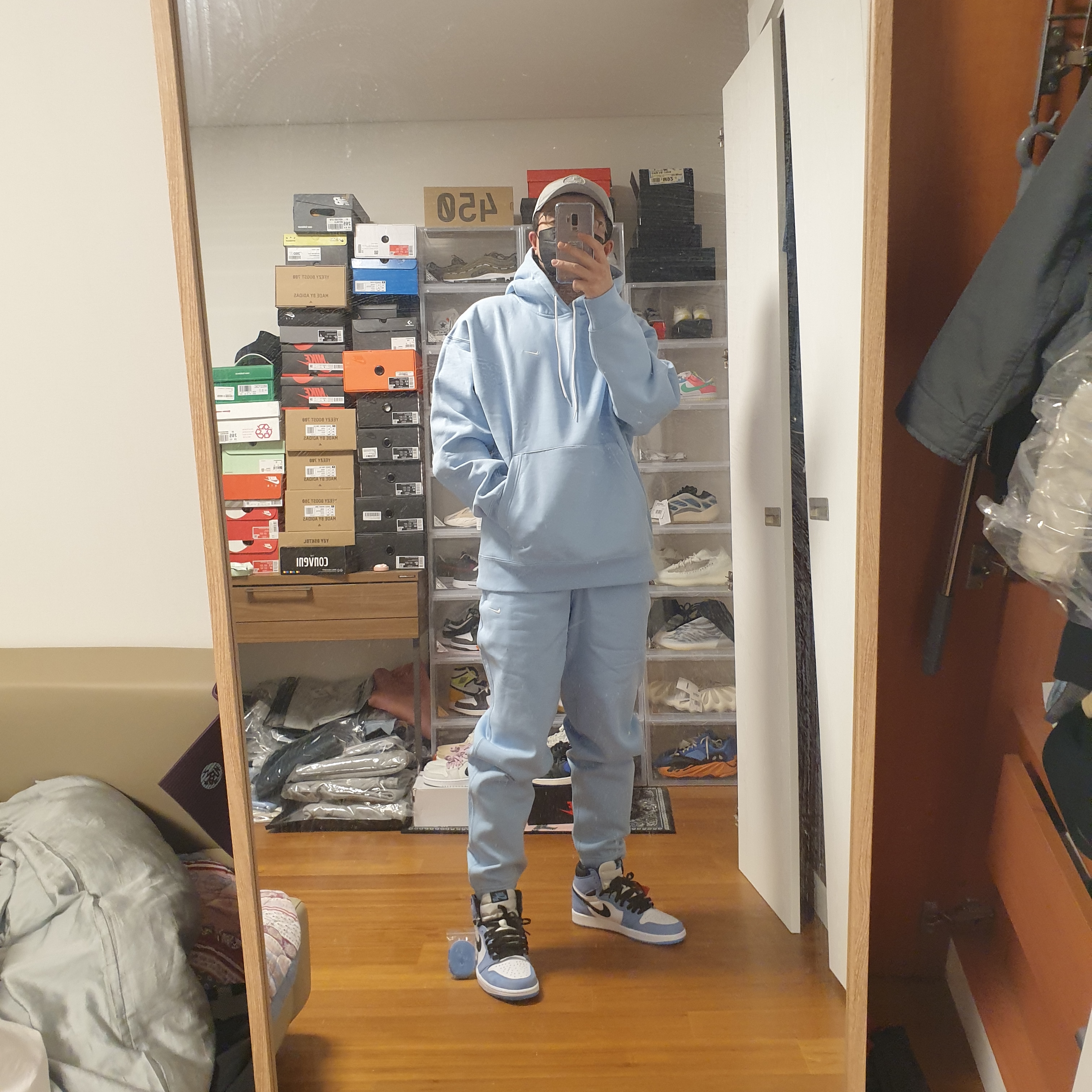 Nike NRG Solo Swoosh Fleece Pants Psychic Blue - US/EU, Nike NRG Solo Swoosh Fleece Hoodie Psychic Blue - Asia 착용 스타일 - 1