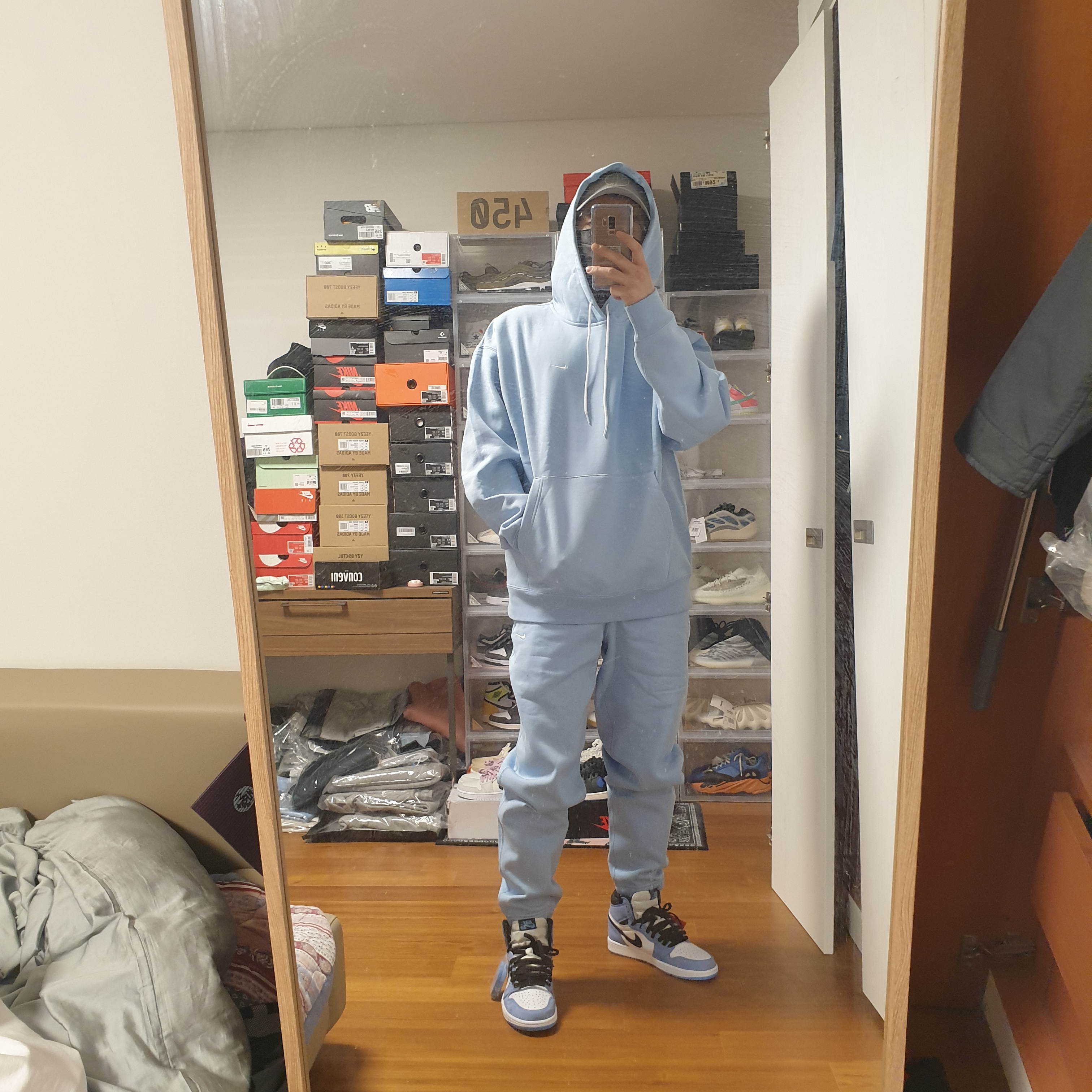 Nike NRG Solo Swoosh Fleece Pants Psychic Blue - US/EU, Nike NRG Solo Swoosh Fleece Hoodie Psychic Blue - Asia 착용 스타일 - 4