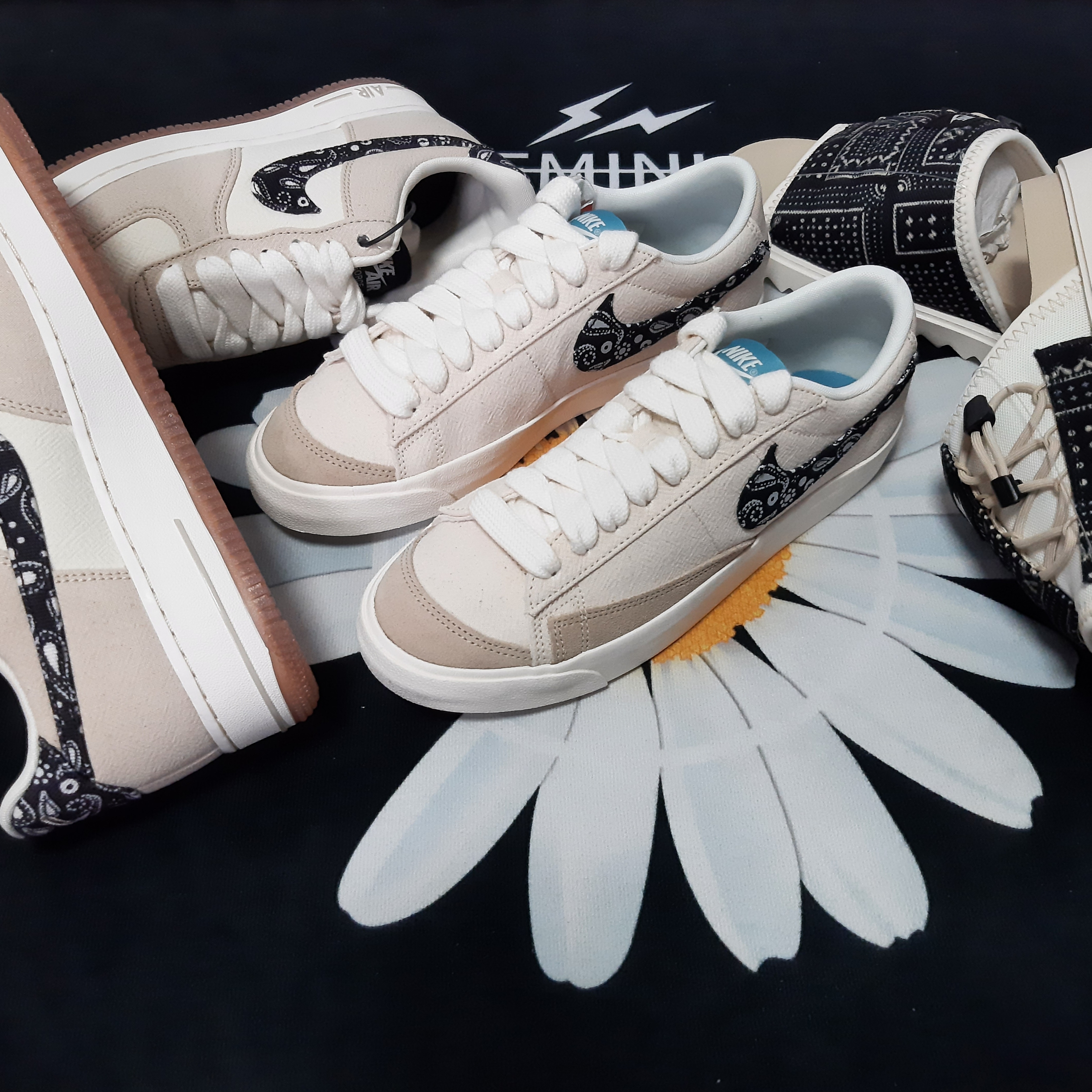 Nike Air Force 1 '07 LV8 Paisley Swoosh, Nike Blazer Low '77 Vintage Paisley Swoosh 착용 스타일 - 4