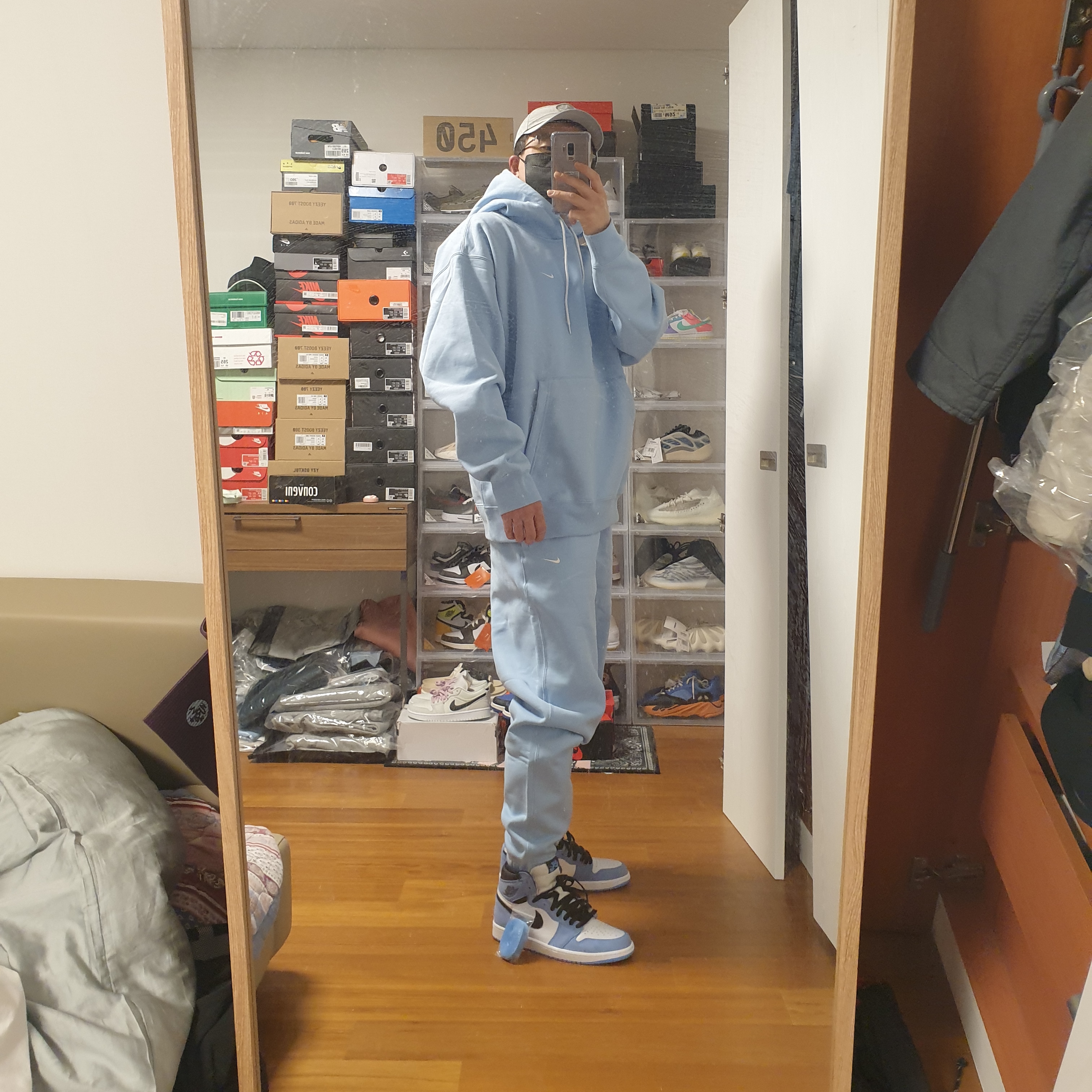 Nike NRG Solo Swoosh Fleece Pants Psychic Blue - US/EU, Nike NRG Solo Swoosh Fleece Hoodie Psychic Blue - Asia 착용 스타일 - 3