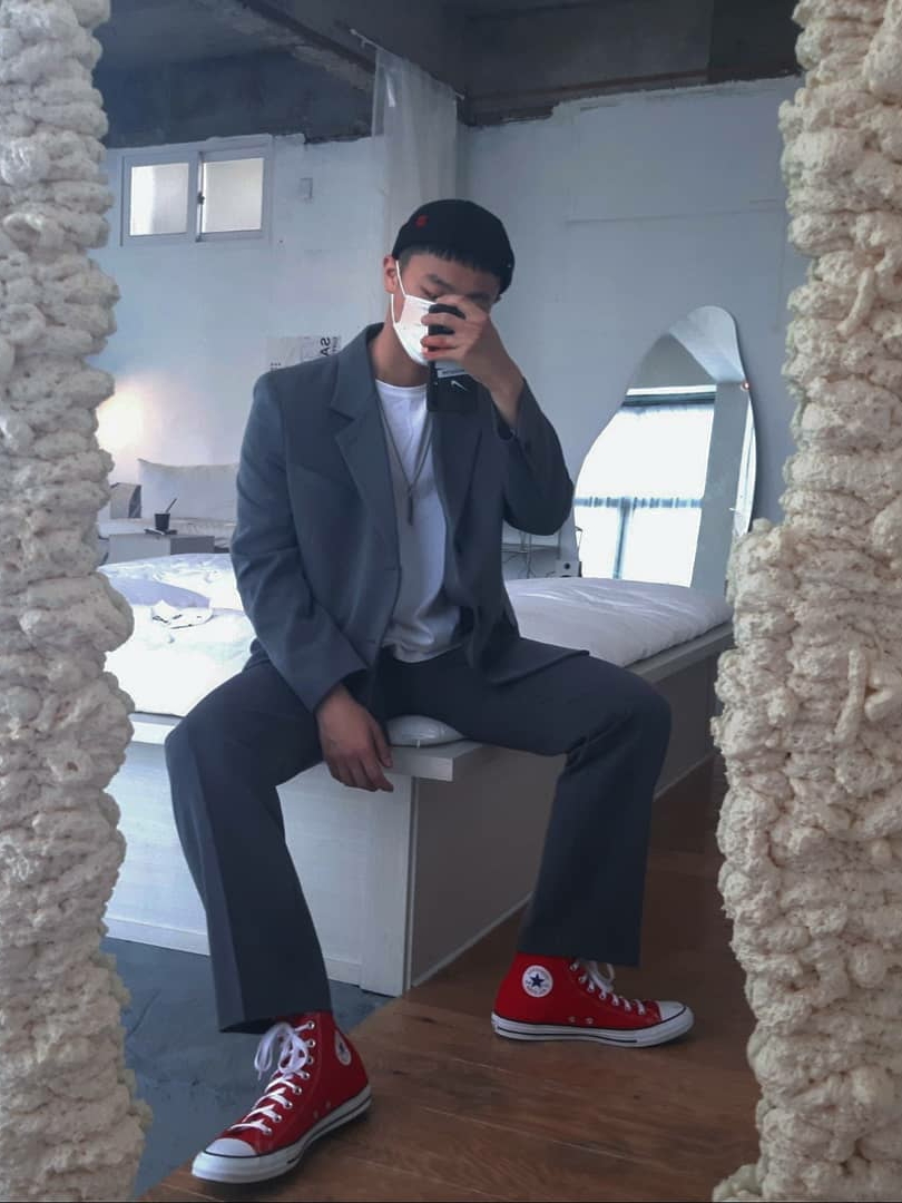 Converse Chuck Taylor All Star Core High Red 착용 스타일