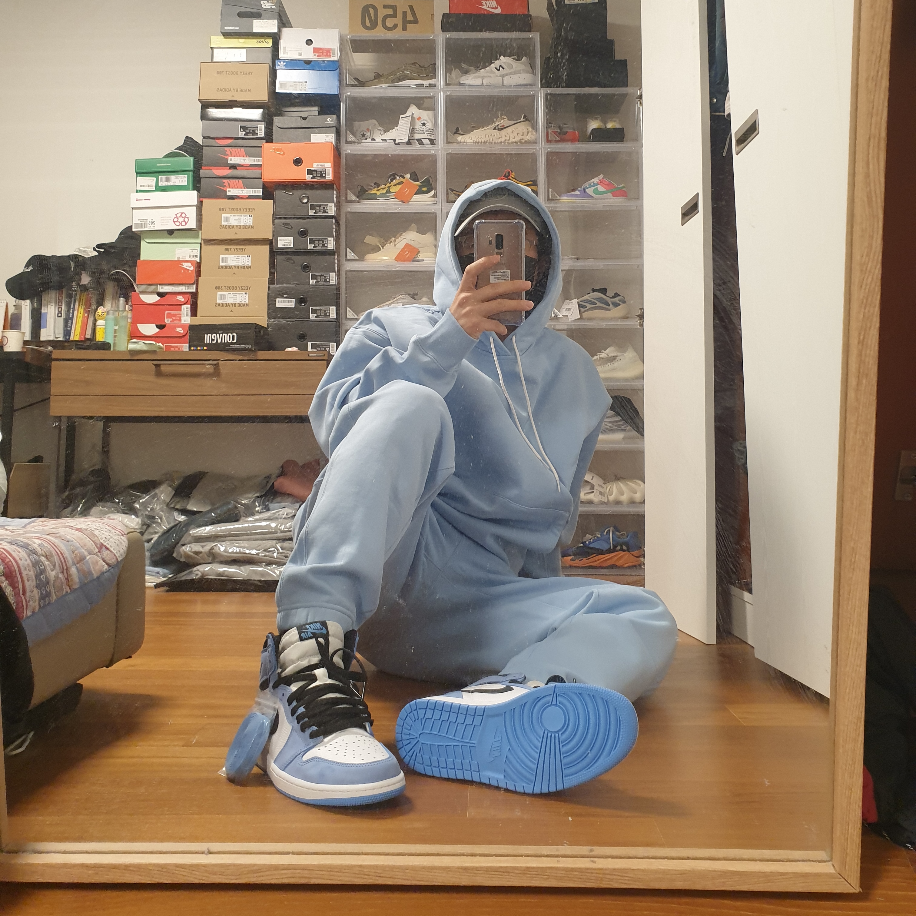 Nike NRG Solo Swoosh Fleece Pants Psychic Blue - US/EU, Nike NRG Solo Swoosh Fleece Hoodie Psychic Blue - Asia 착용 스타일 - 5