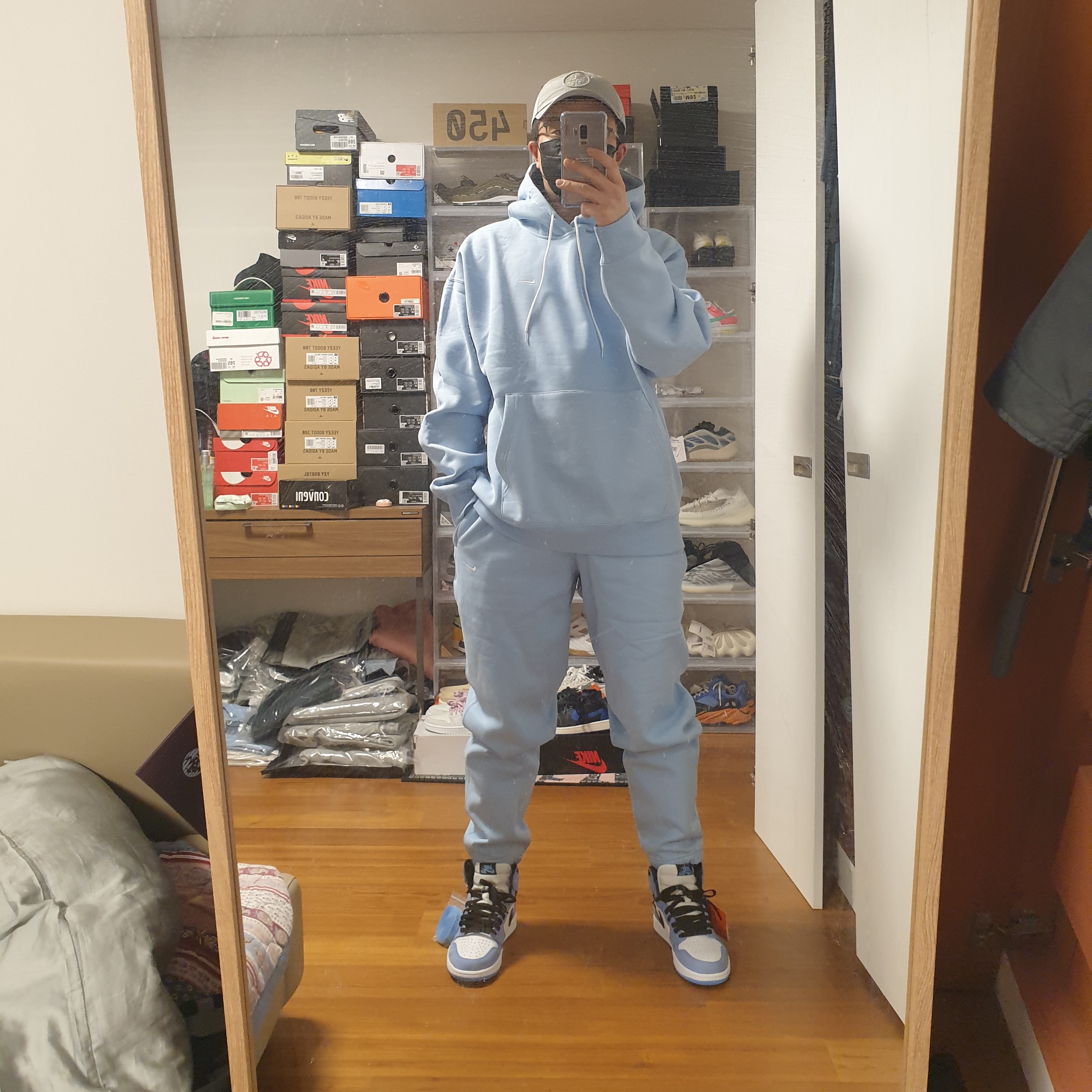 Nike NRG Solo Swoosh Fleece Pants Psychic Blue - US/EU, Nike NRG Solo Swoosh Fleece Hoodie Psychic Blue - Asia 착용 스타일 - 2