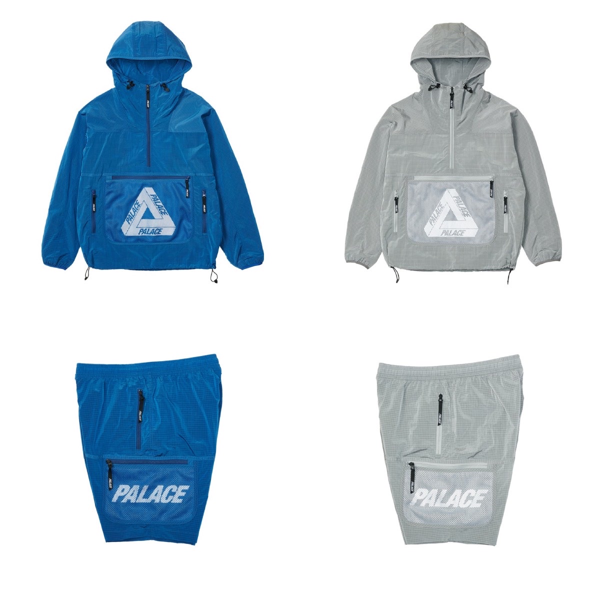 Palace Mesh Pocket Shell Jacket Blue - 21SS, Palace Mesh Pocket Shell Shorts Blue - 21SS 착용 스타일 - 2