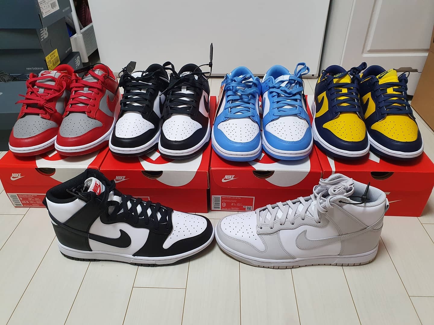 Nike Dunk Low Retro Black, Nike Dunk Low Retro University Blue 착용 스타일