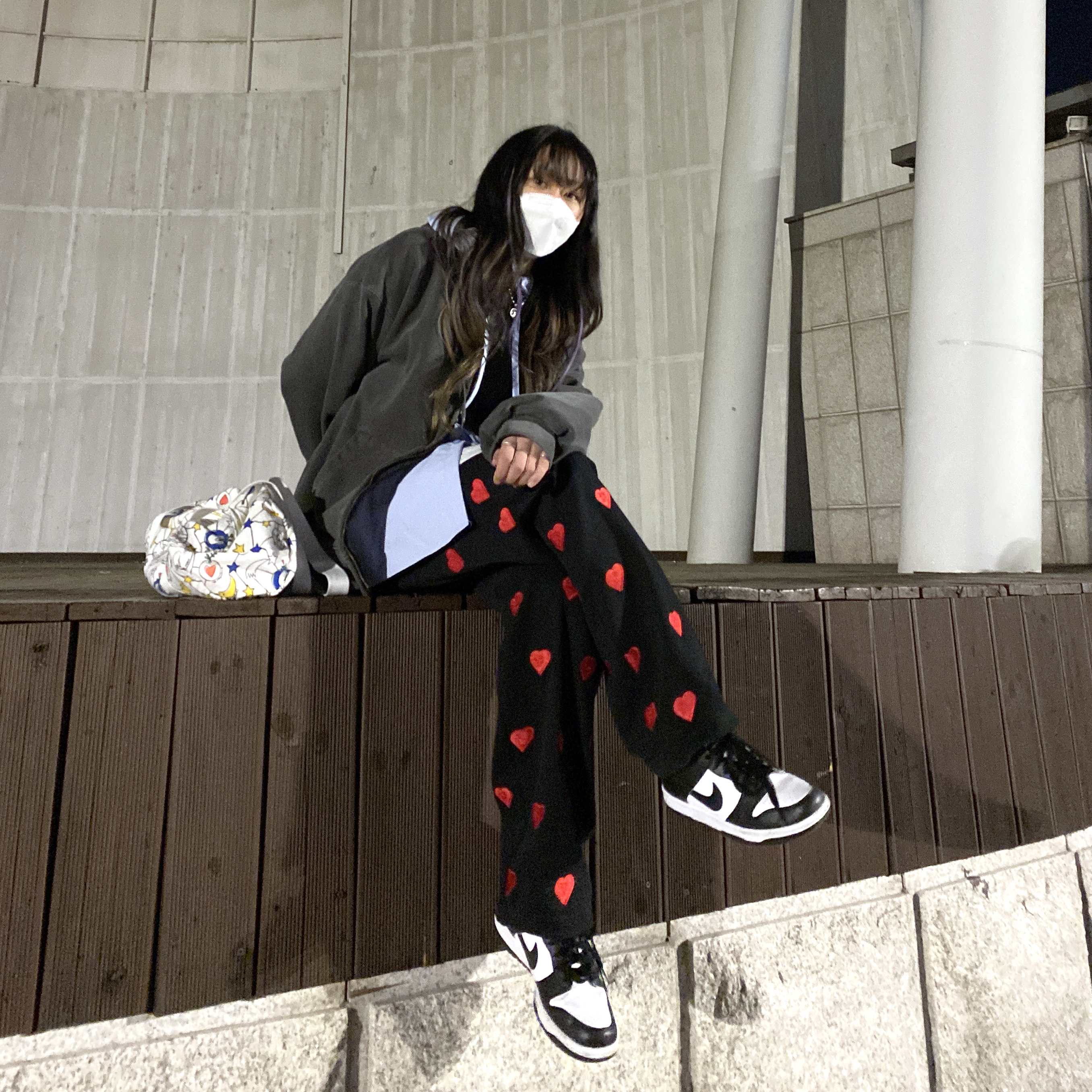 Nike Dunk Low Retro Black, (W) Nike Dunk Low Black 착용 스타일 - 3