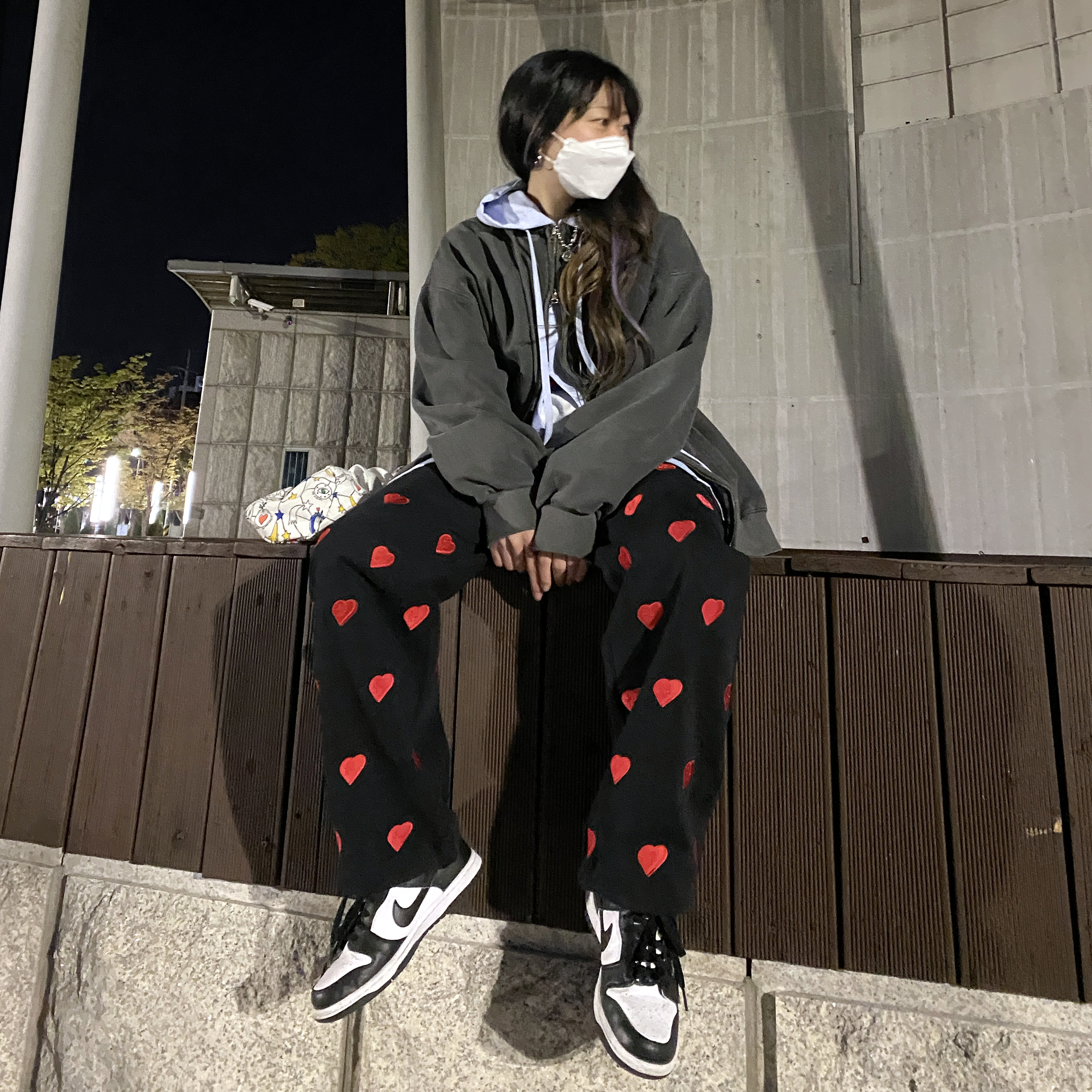 Nike Dunk Low Retro Black, (W) Nike Dunk Low Black 착용 스타일 - 2