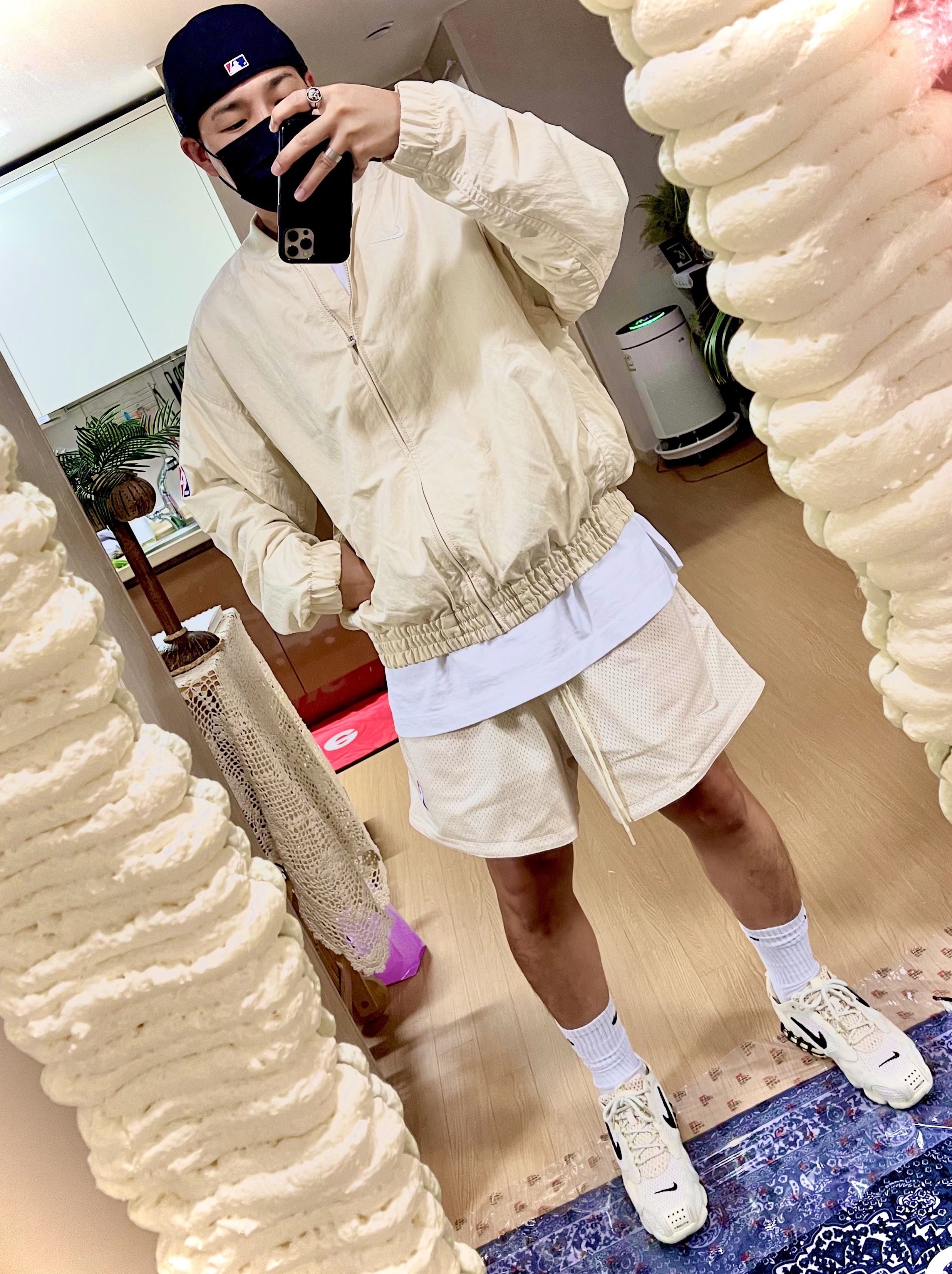 Nike x Fear of God Basketball Jacket String, Nike x Fear of God Basketball Shorts String 착용 스타일