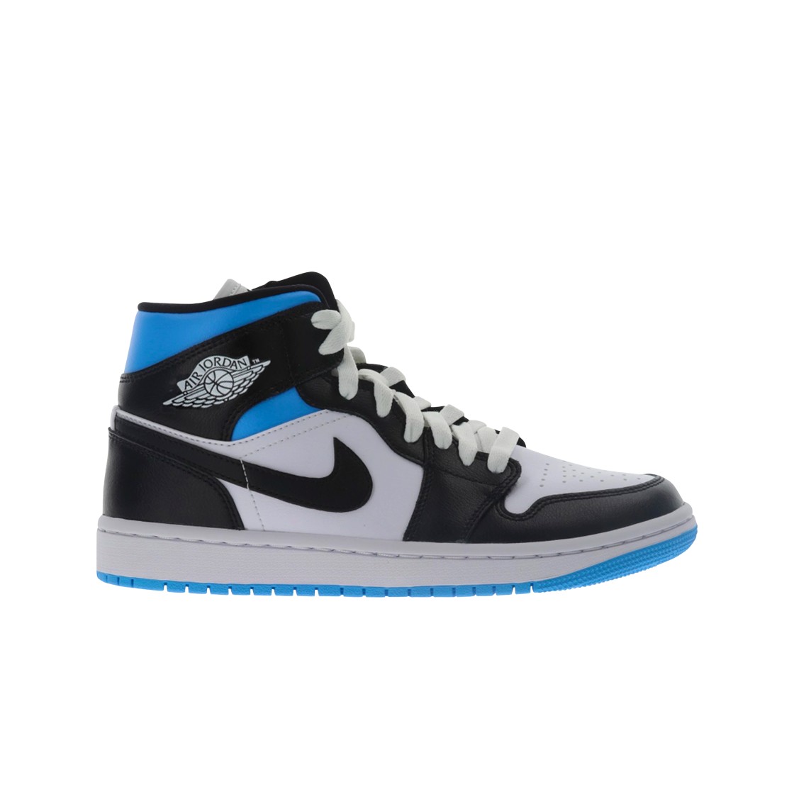 (W) 조던 1 미드 화이트 블랙 유니버시티 블루((W) Jordan 1 Mid White Black University Blue)