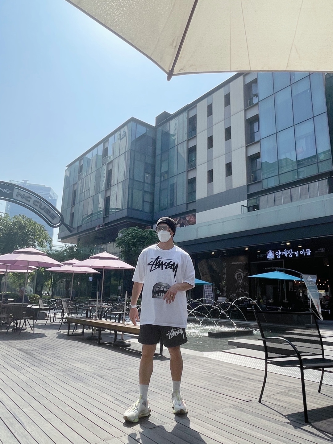 Nike x Stussy Water Shorts Off Noir, Stussy x Rick Owens 40 WT T-Shirt 착용 스타일 - 2